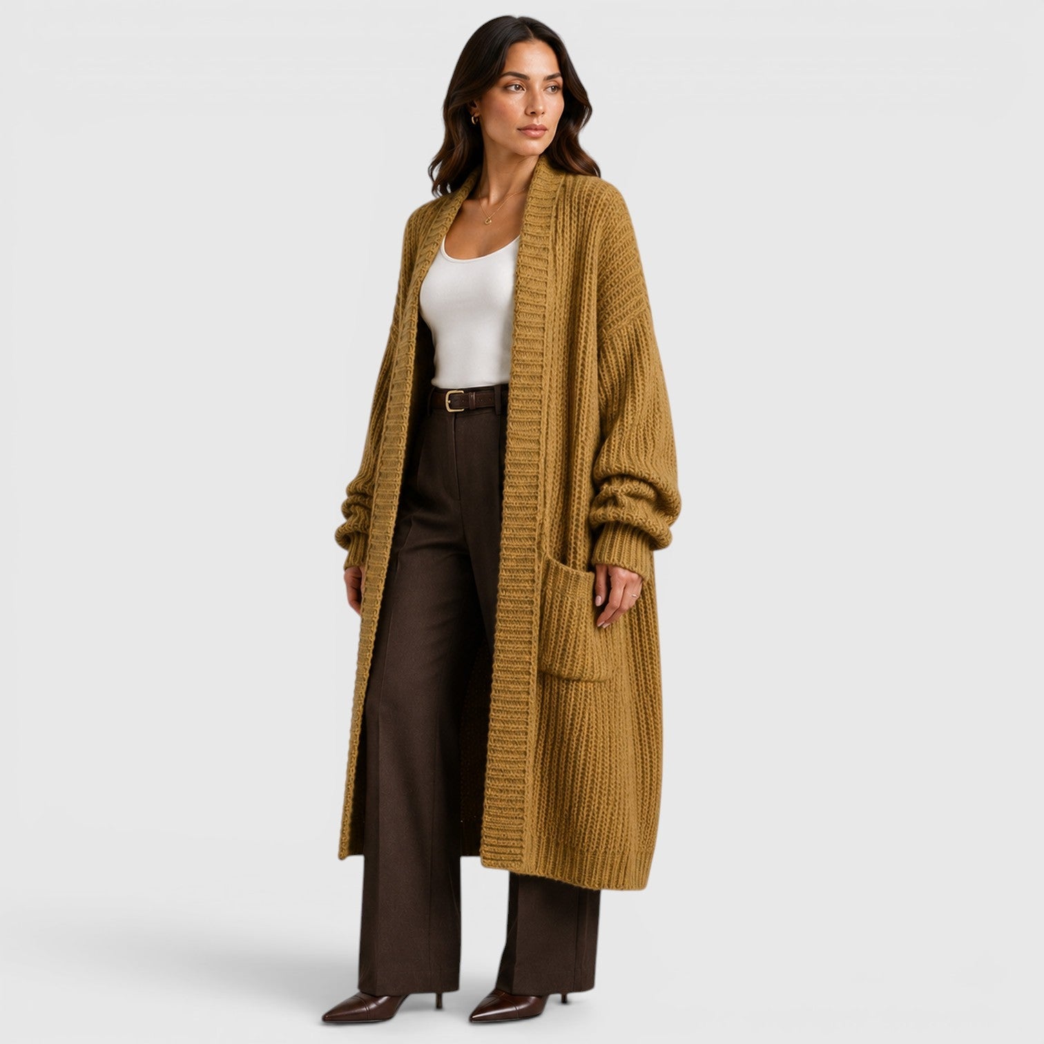Cappotto Donna in Maglia Leggero Ampio Quotidiano