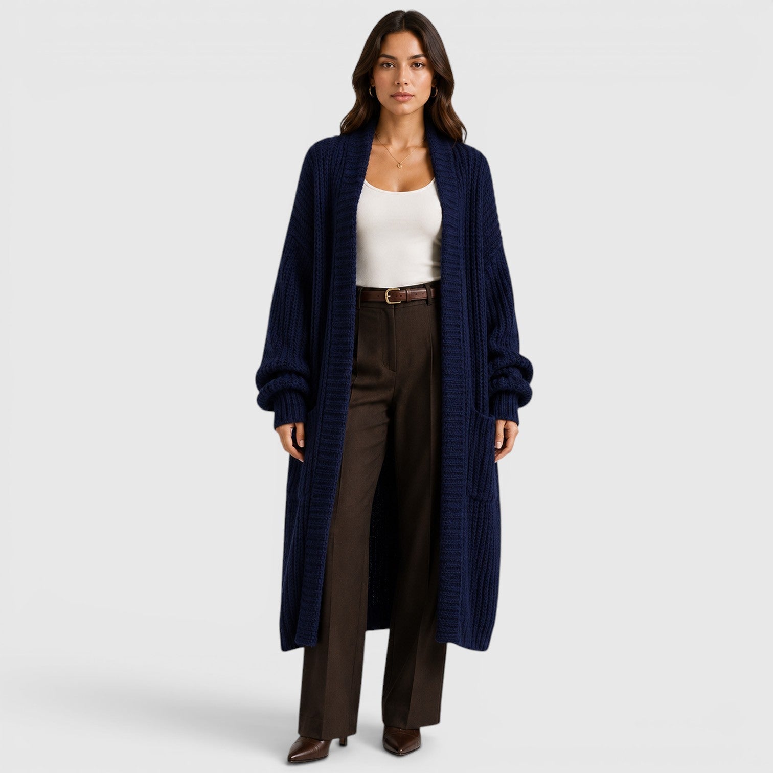 Cappotto Donna in Maglia Leggero Ampio Quotidiano