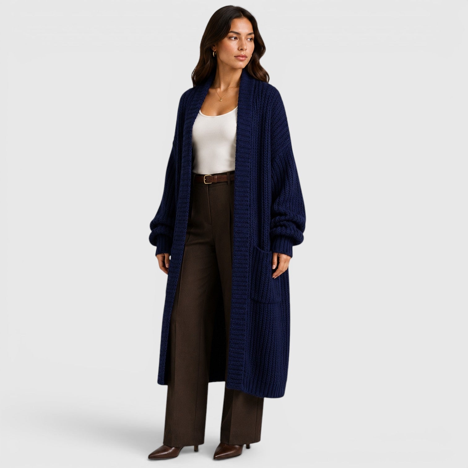 Cappotto Donna in Maglia Leggero Ampio Quotidiano