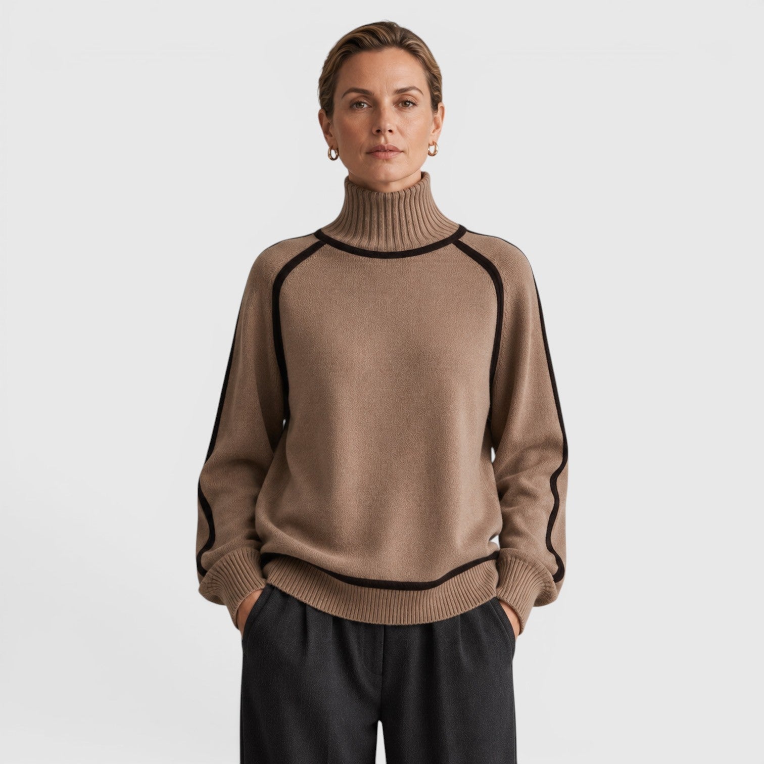 Maglione Donna Dolcevita Ampio in Maglia Invernale