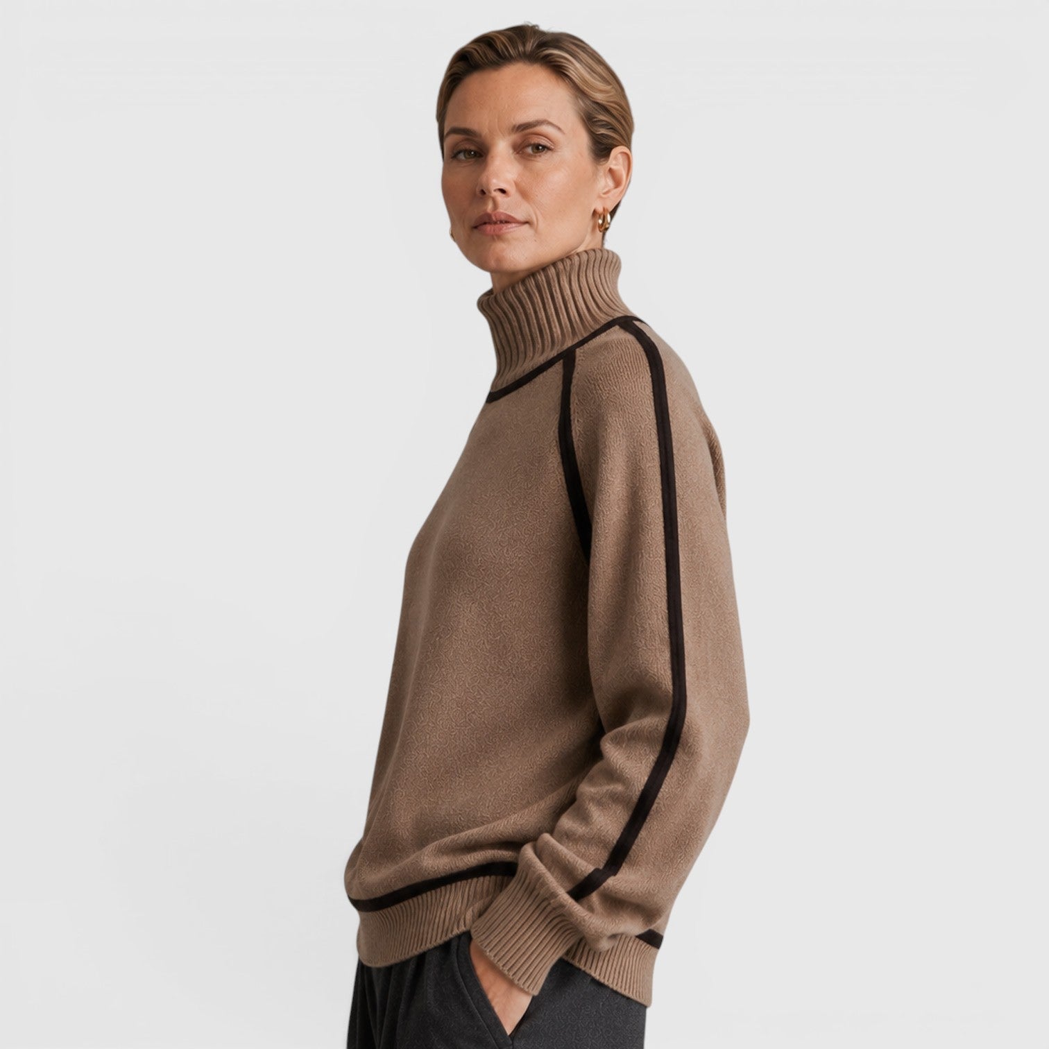 Maglione Donna Dolcevita Ampio in Maglia Invernale