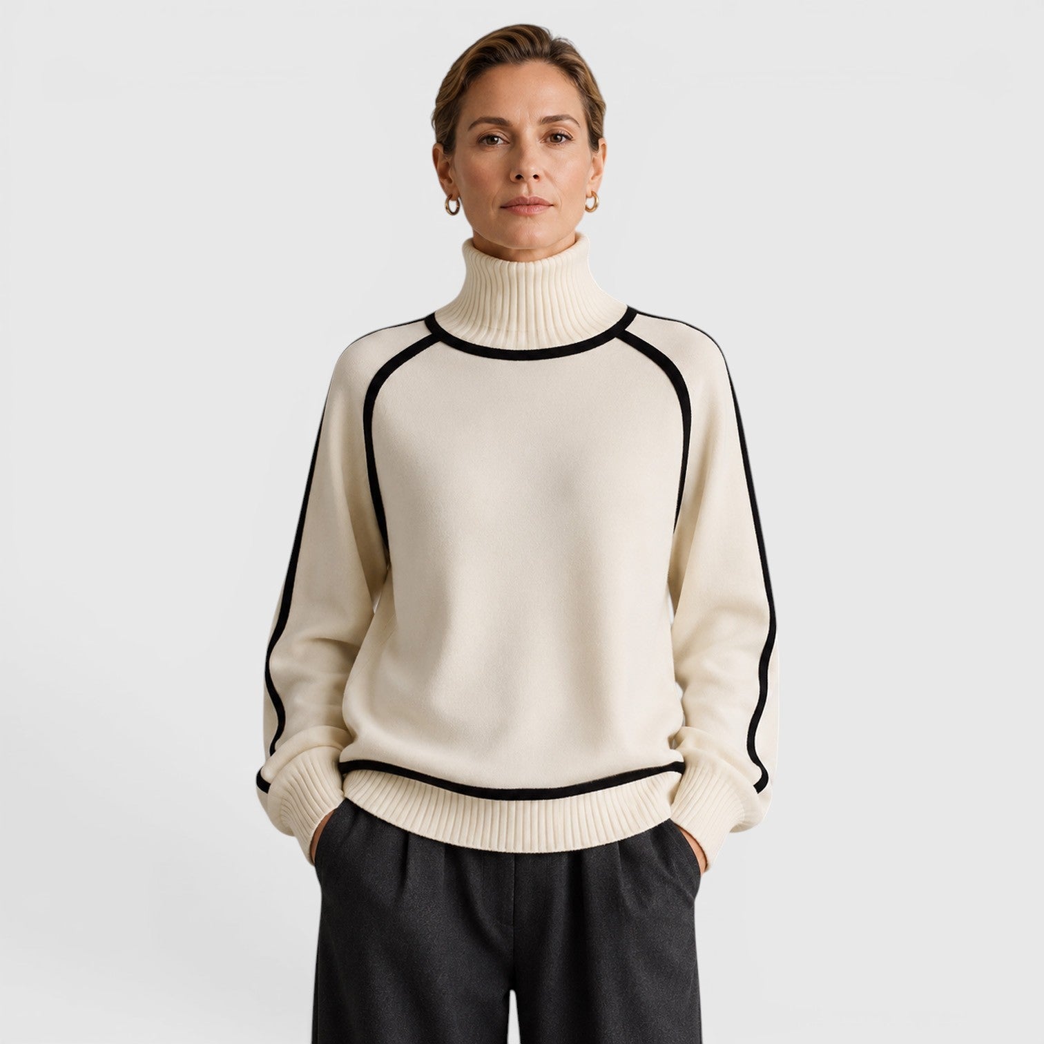 Maglione Donna Dolcevita Ampio in Maglia Invernale