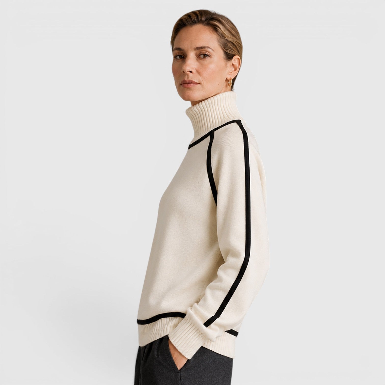 Maglione Donna Dolcevita Ampio in Maglia Invernale