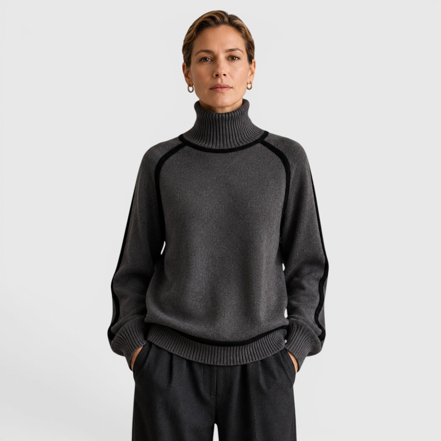 Maglione Donna Dolcevita Ampio in Maglia Invernale