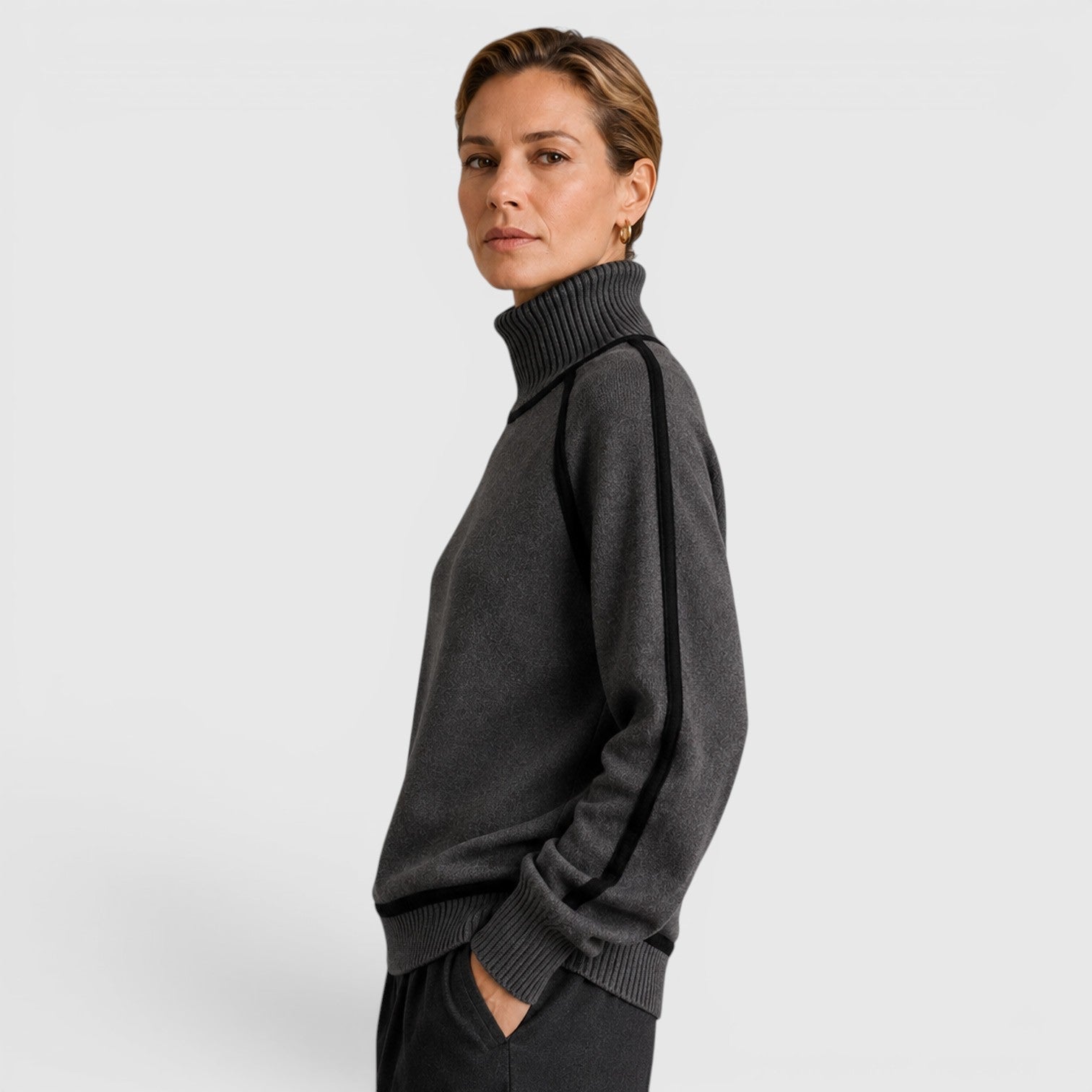 Maglione Donna Dolcevita Ampio in Maglia Invernale