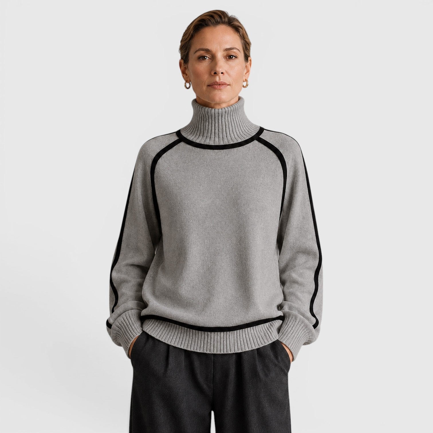 Maglione Donna Dolcevita Ampio in Maglia Invernale