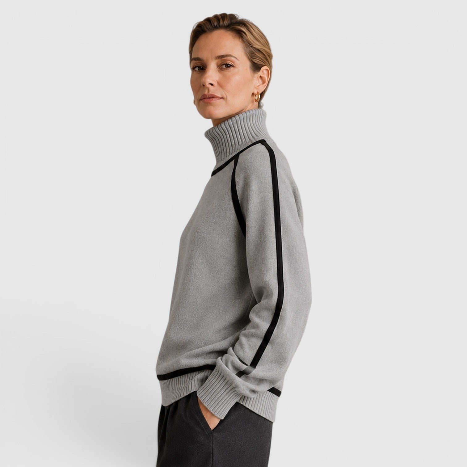 Maglione Donna Dolcevita Ampio in Maglia Invernale