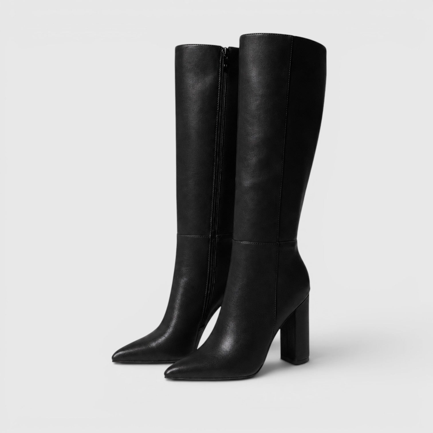 Stivali Donna al Ginocchio Tacco Chunky Punta Affusolata
