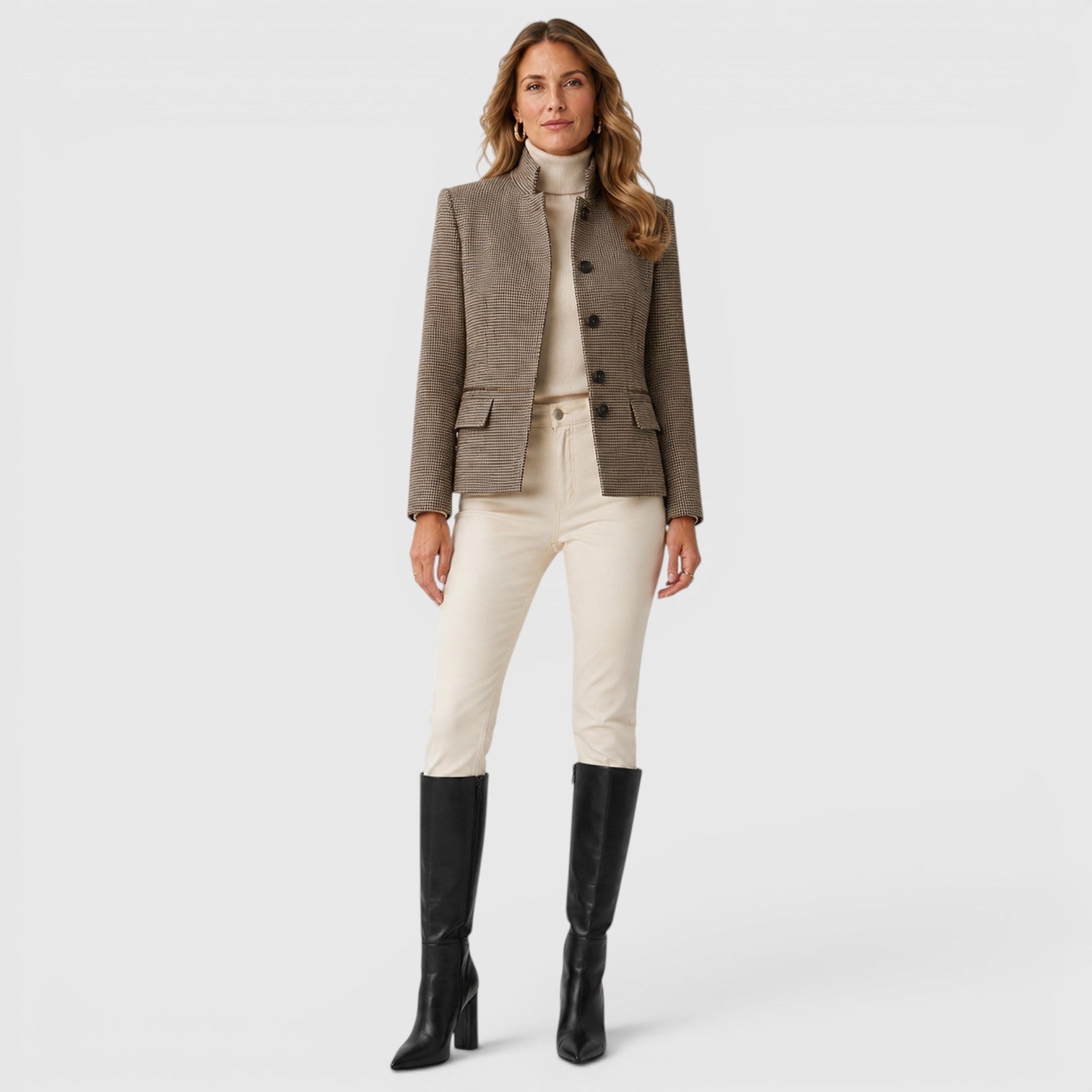 Stivali Donna al Ginocchio Tacco Chunky Punta Affusolata