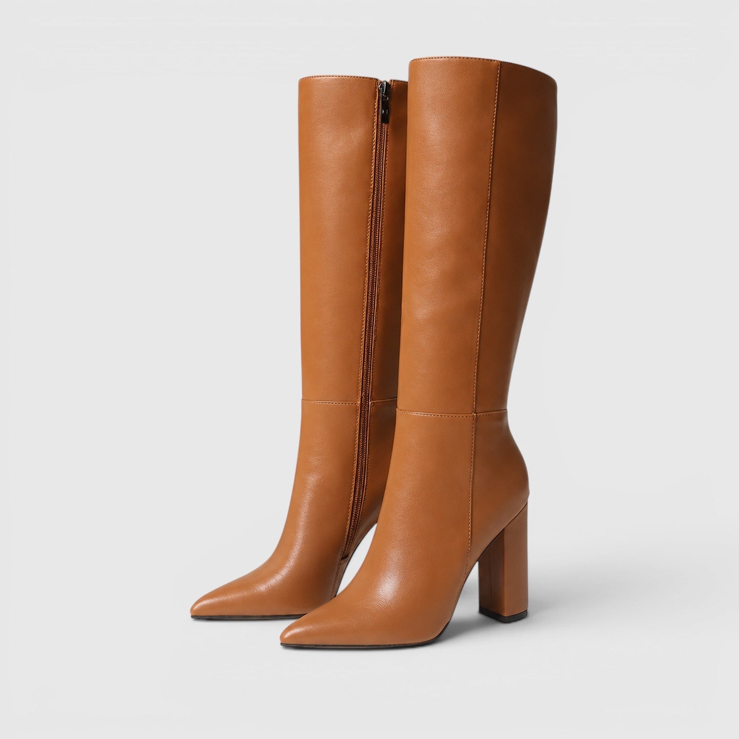 Stivali Donna al Ginocchio Tacco Chunky Punta Affusolata