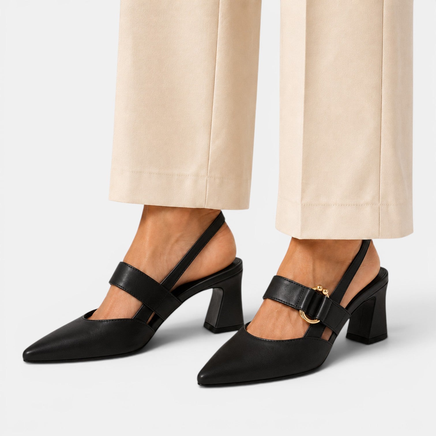 Décolleté Donna Punta Affusolata Tacco 6 cm con Cinturino