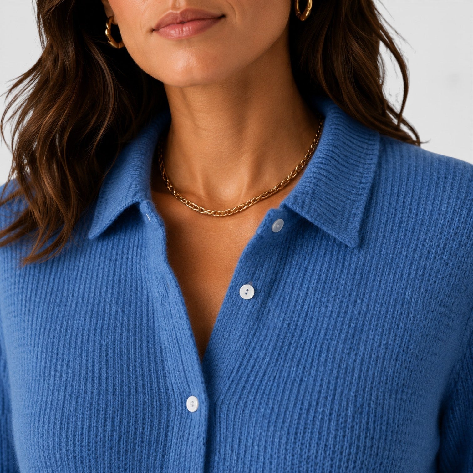 Cardigan Donna in Maglia con Revers e Bottoni Comodo