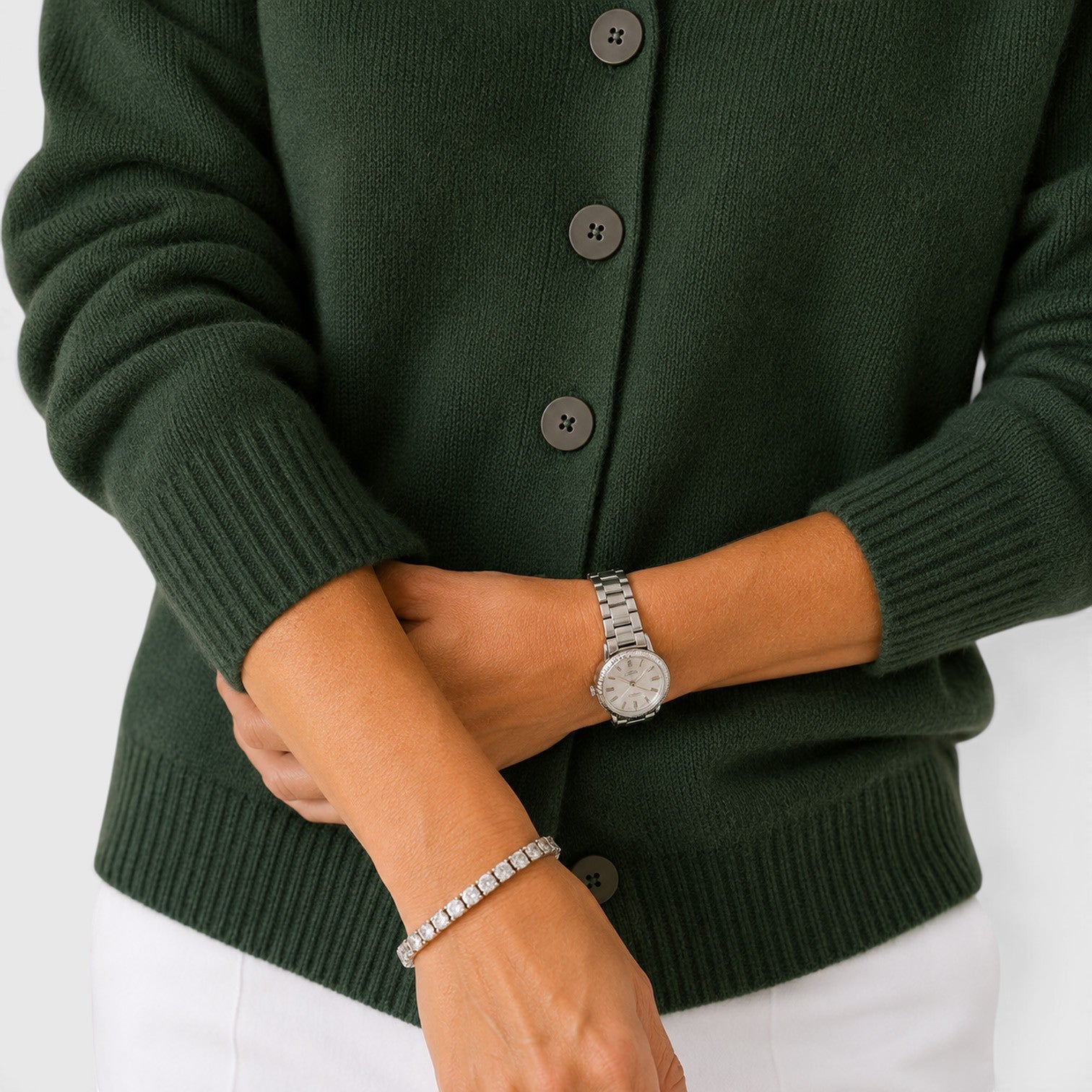 Cardigan Donna in Maglia con Colletto e Bottoni Classico