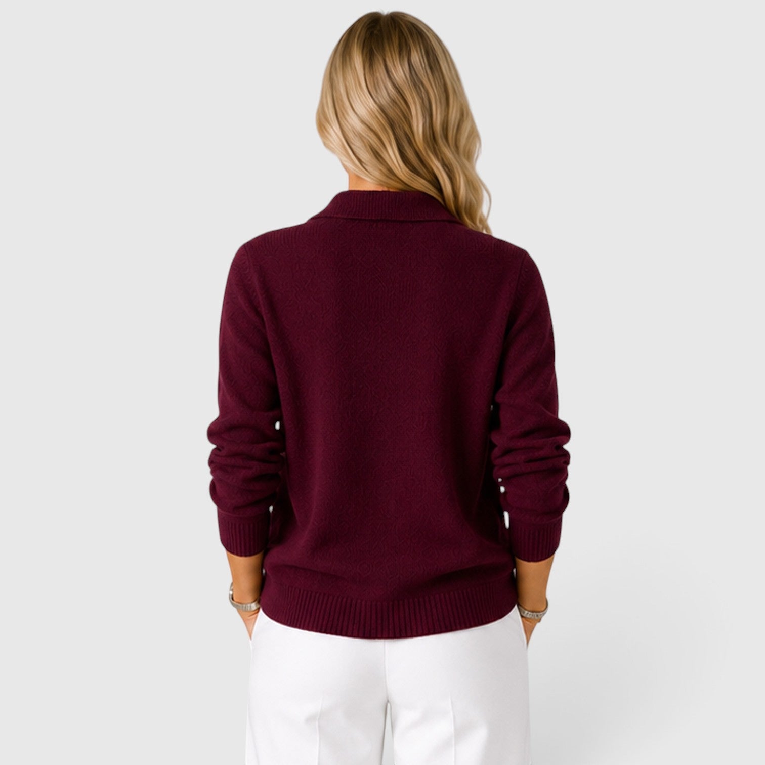 Cardigan Donna in Maglia con Colletto e Bottoni Classico