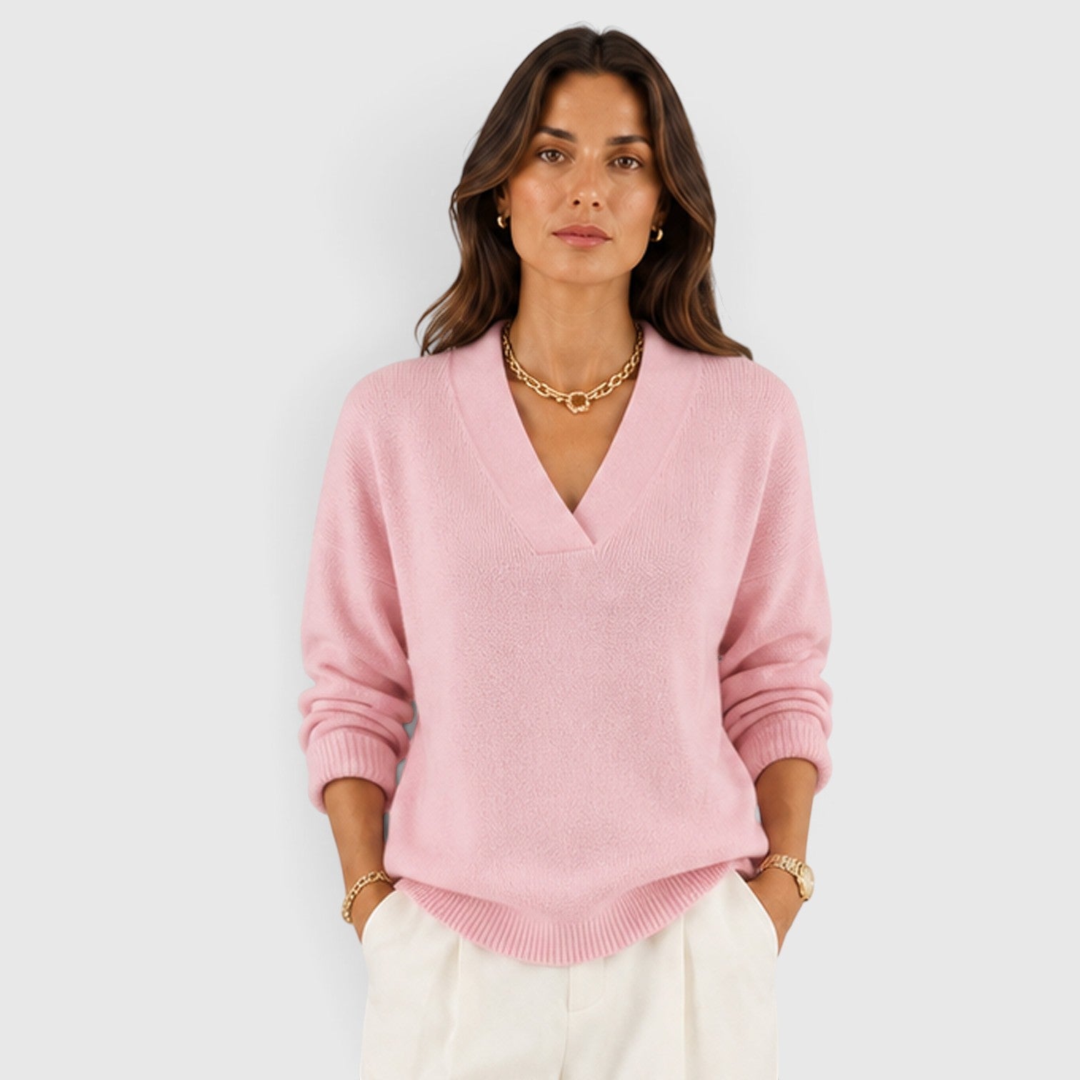 Maglione Donna Scollo a V in Maglia Morbida Elegante