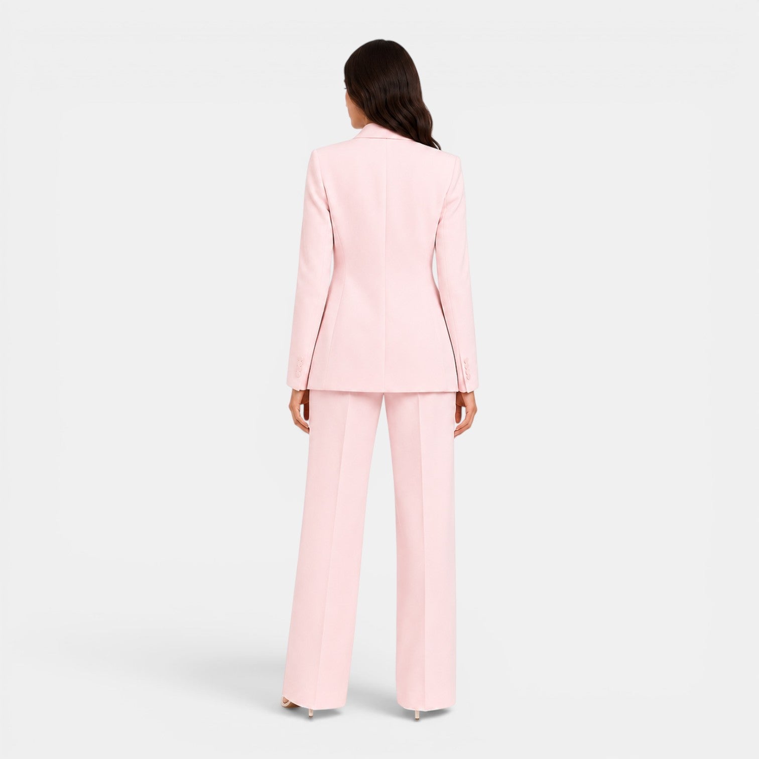 Tailleur Donna Blazer con Revers e Pantaloni Larghi Ufficio