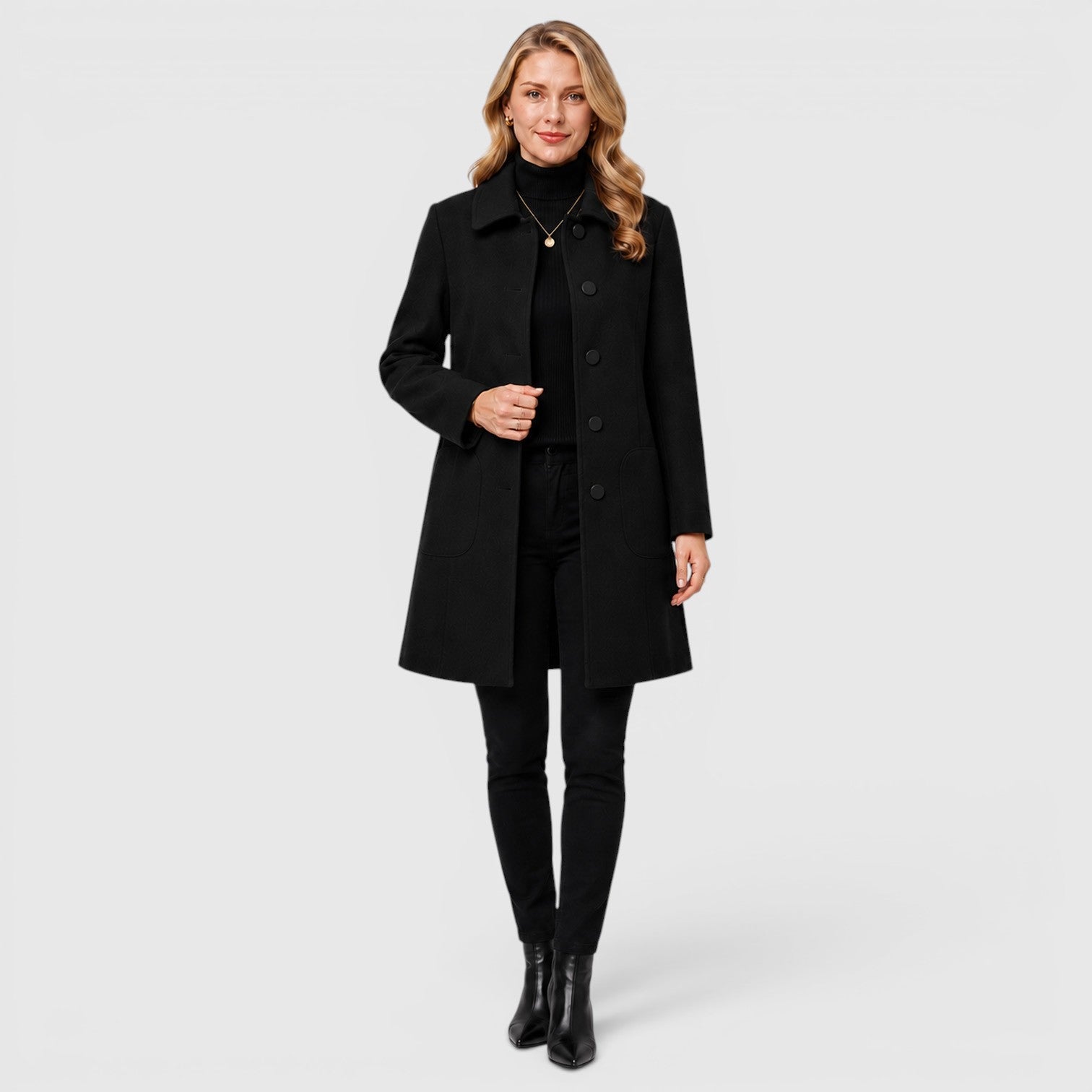 Cappotto Donna Lungo in Misto Lana Classico Caldo