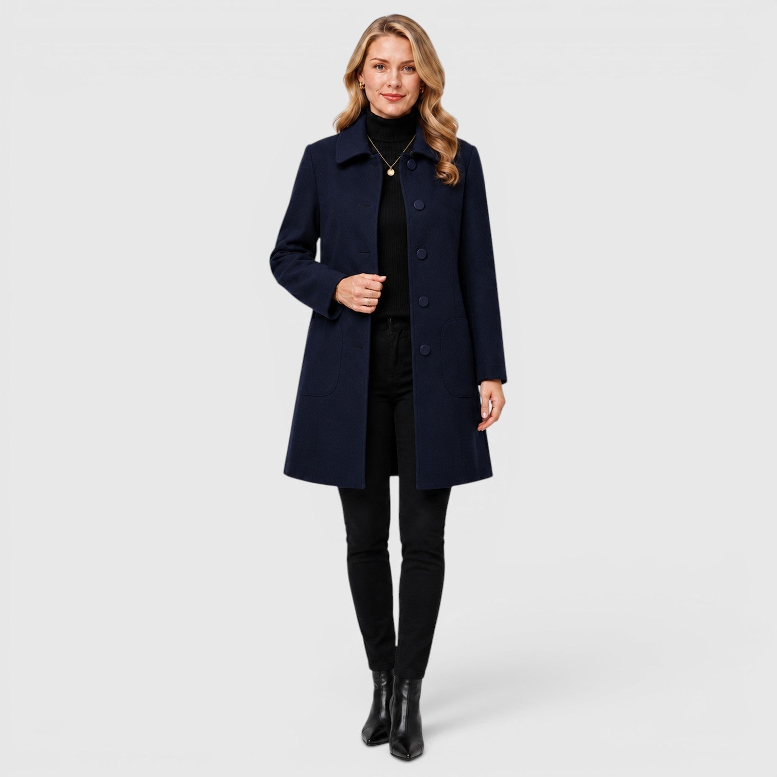 Cappotto Donna Lungo in Misto Lana Classico Caldo