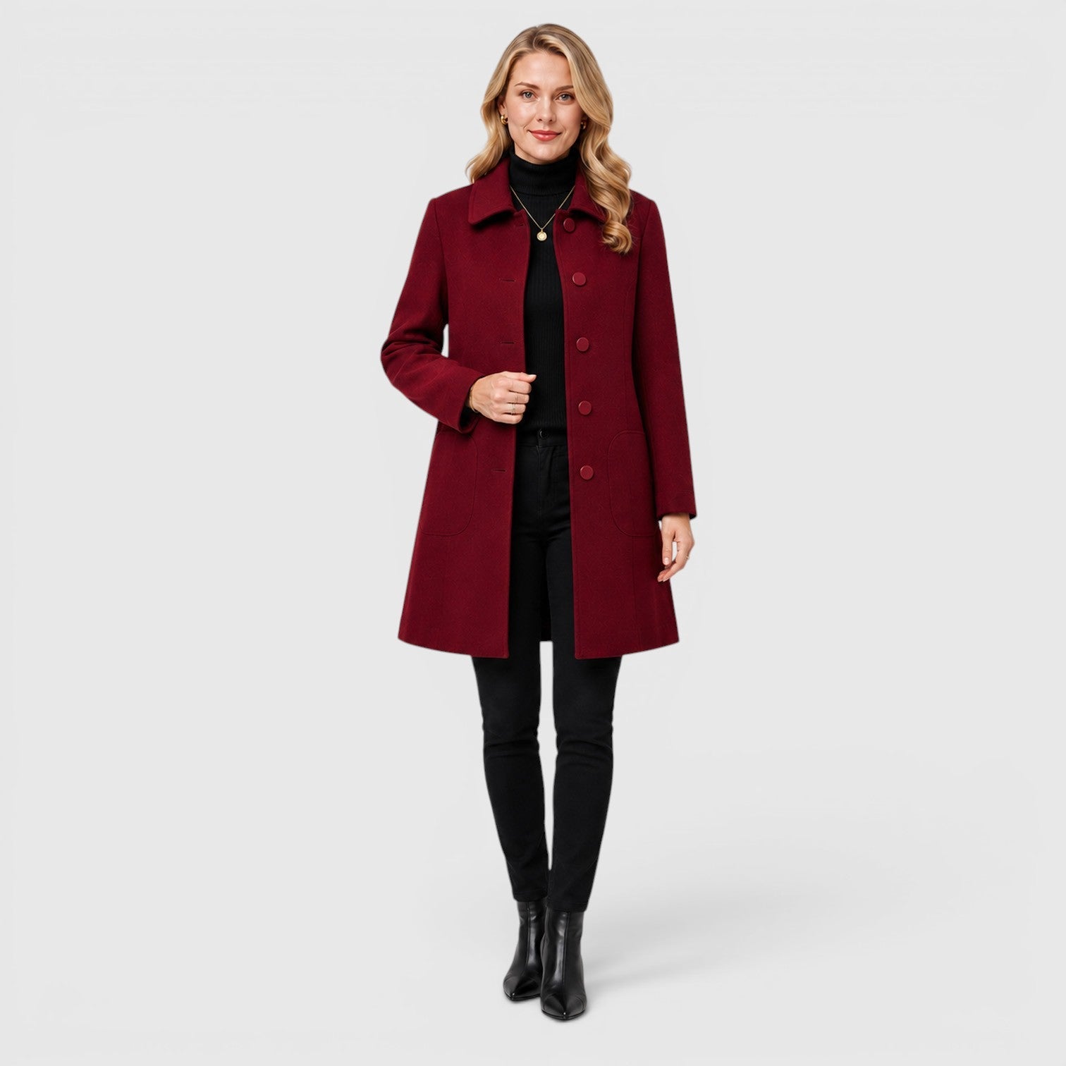 Cappotto Donna Lungo in Misto Lana Classico Caldo