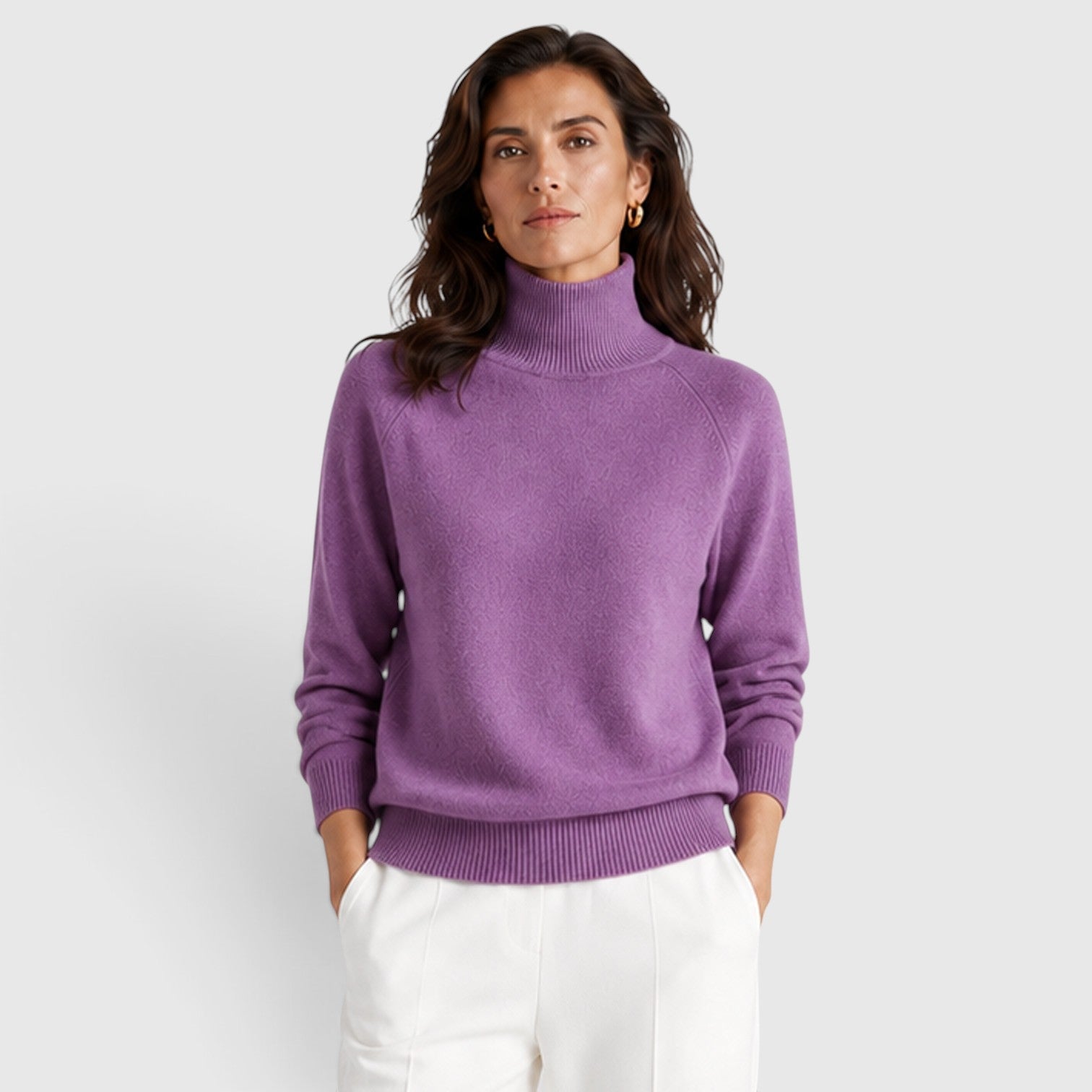Maglione Donna Dolcevita in Maglia di Lana Caldo
