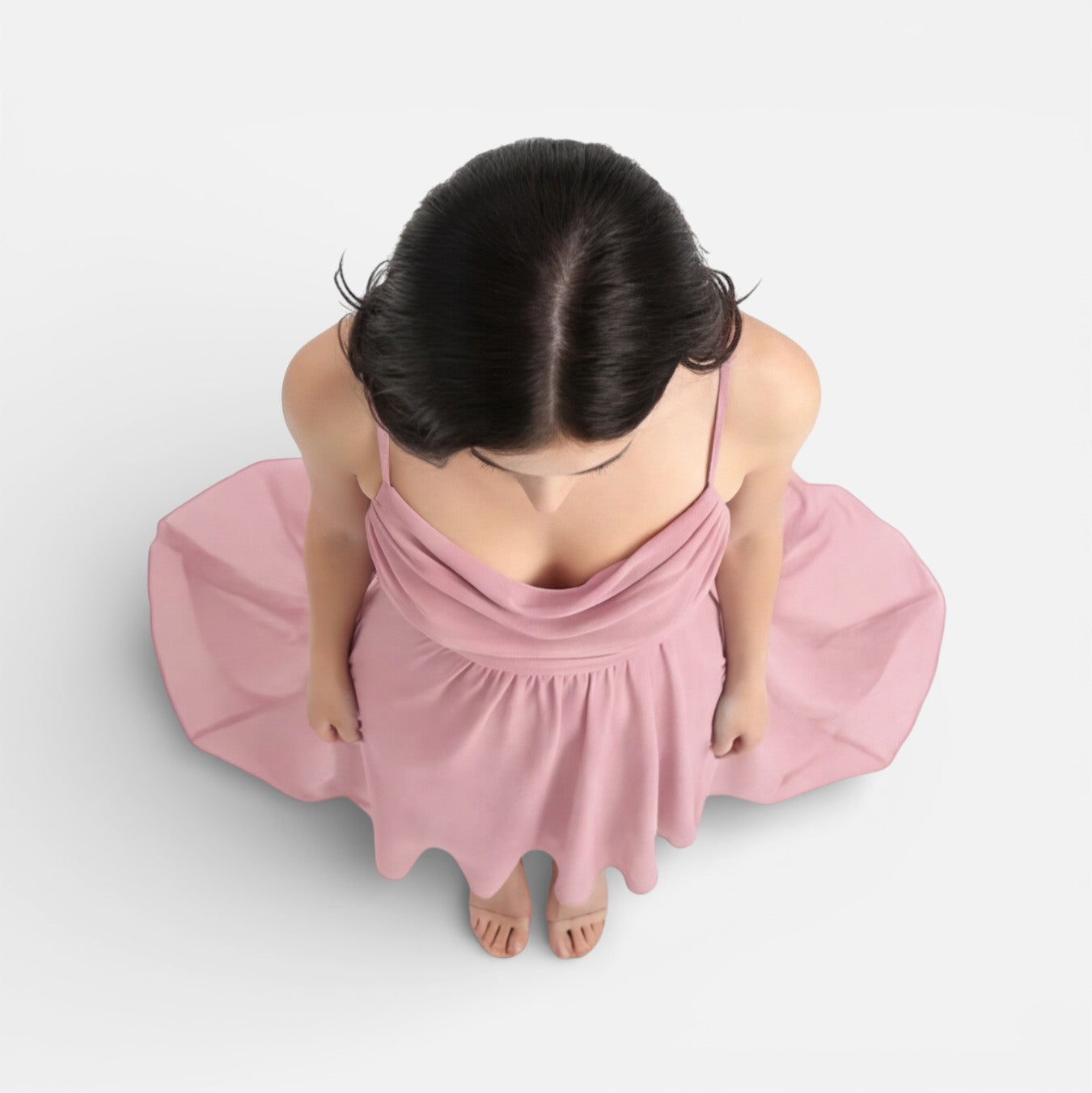 Abito Cerimonia Donna Rosa Chiffon Damigella Elegante