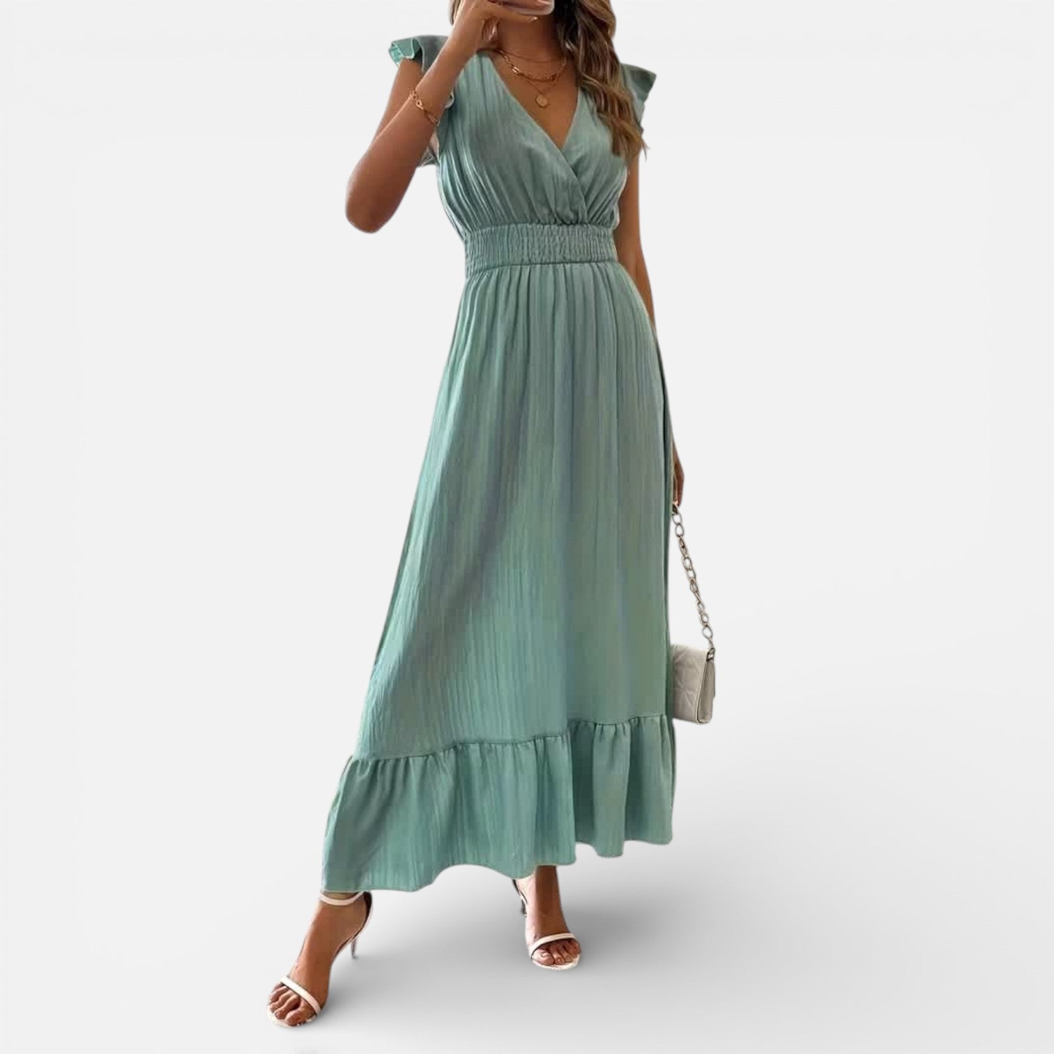 Abito Lungo Donna Smanicato a Portafoglio Elegante