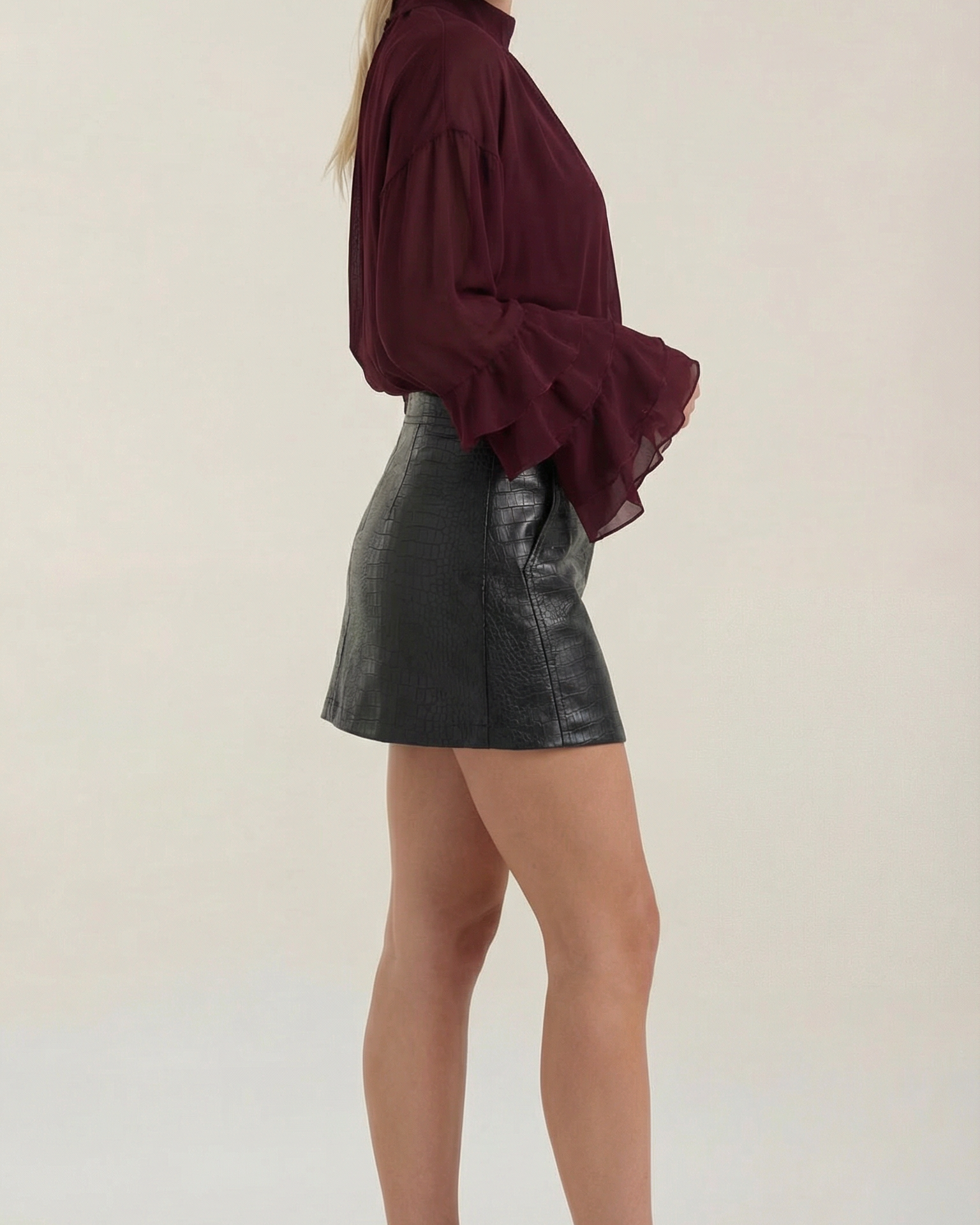 Blusa Donna Trasparente Maniche a Strati Volant Romantica