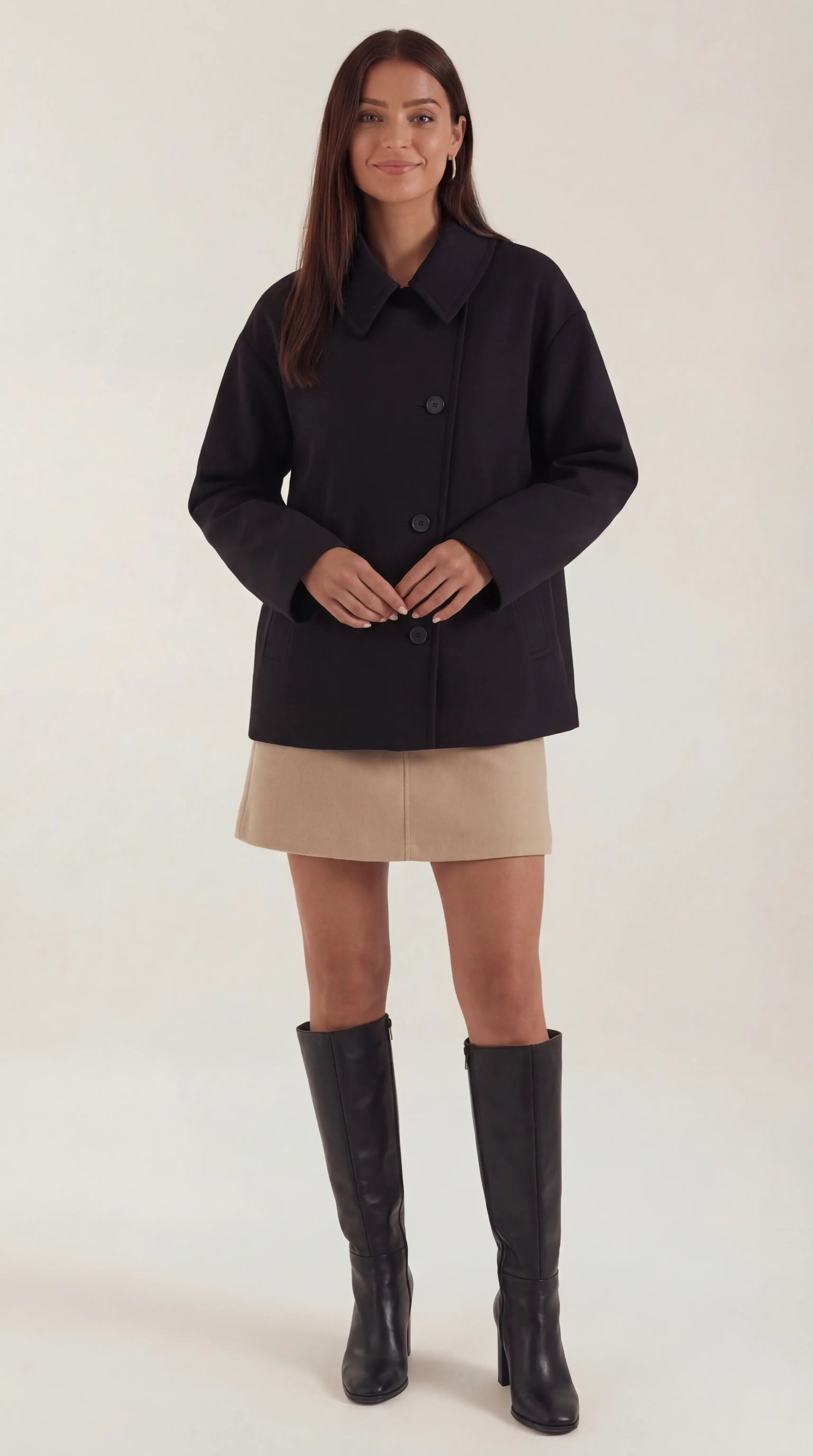 Cappotto Donna Oversize Asimmetrico Bottoni Minimale