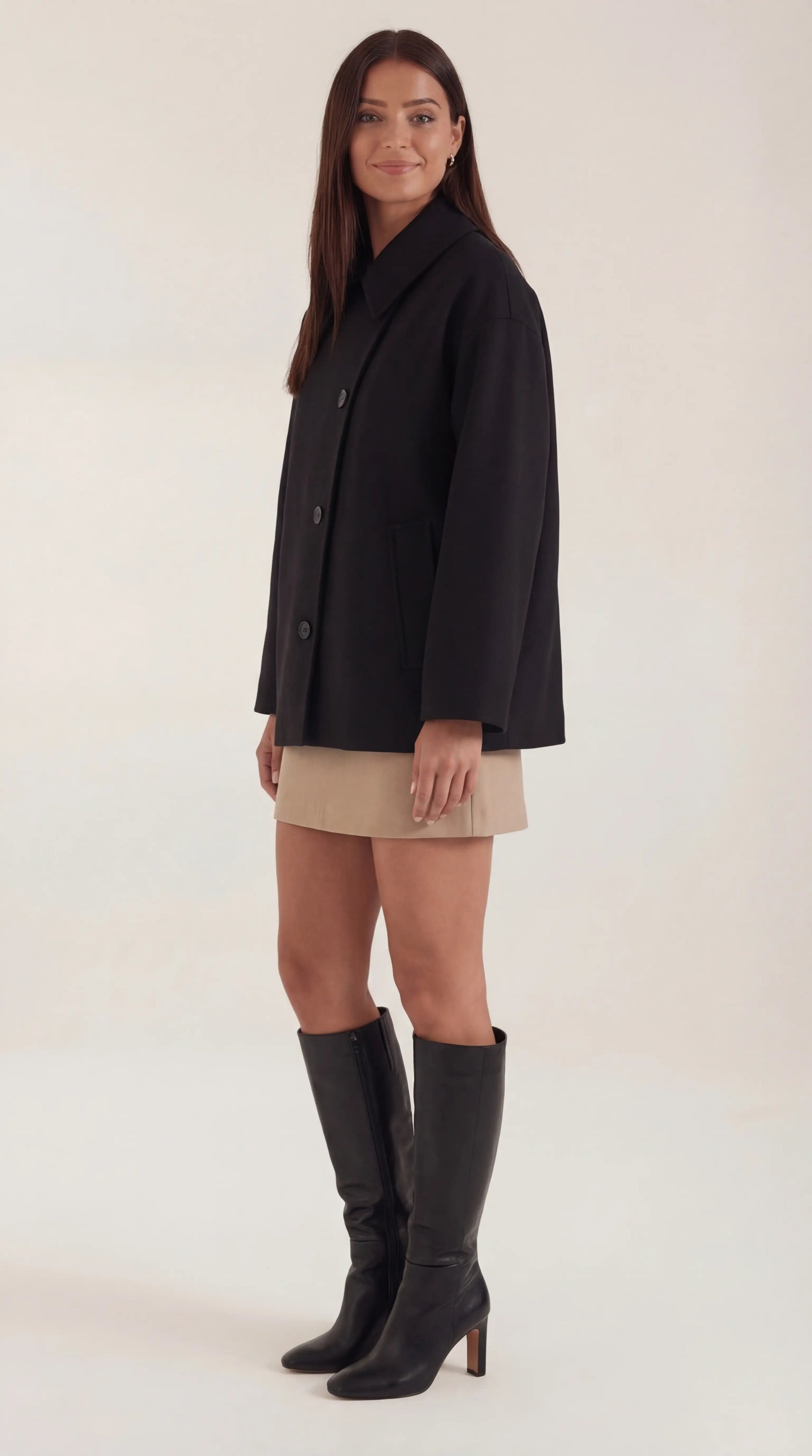 Cappotto Donna Oversize Asimmetrico Bottoni Minimale