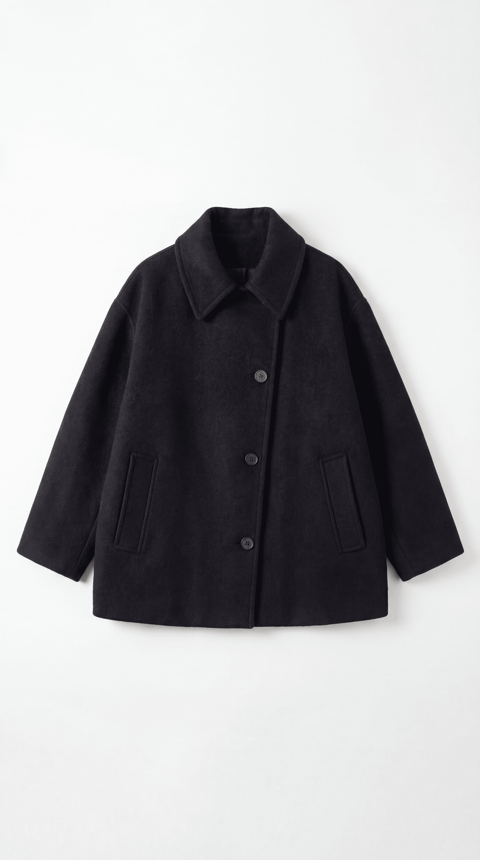 Cappotto Donna Oversize Asimmetrico Bottoni Minimale