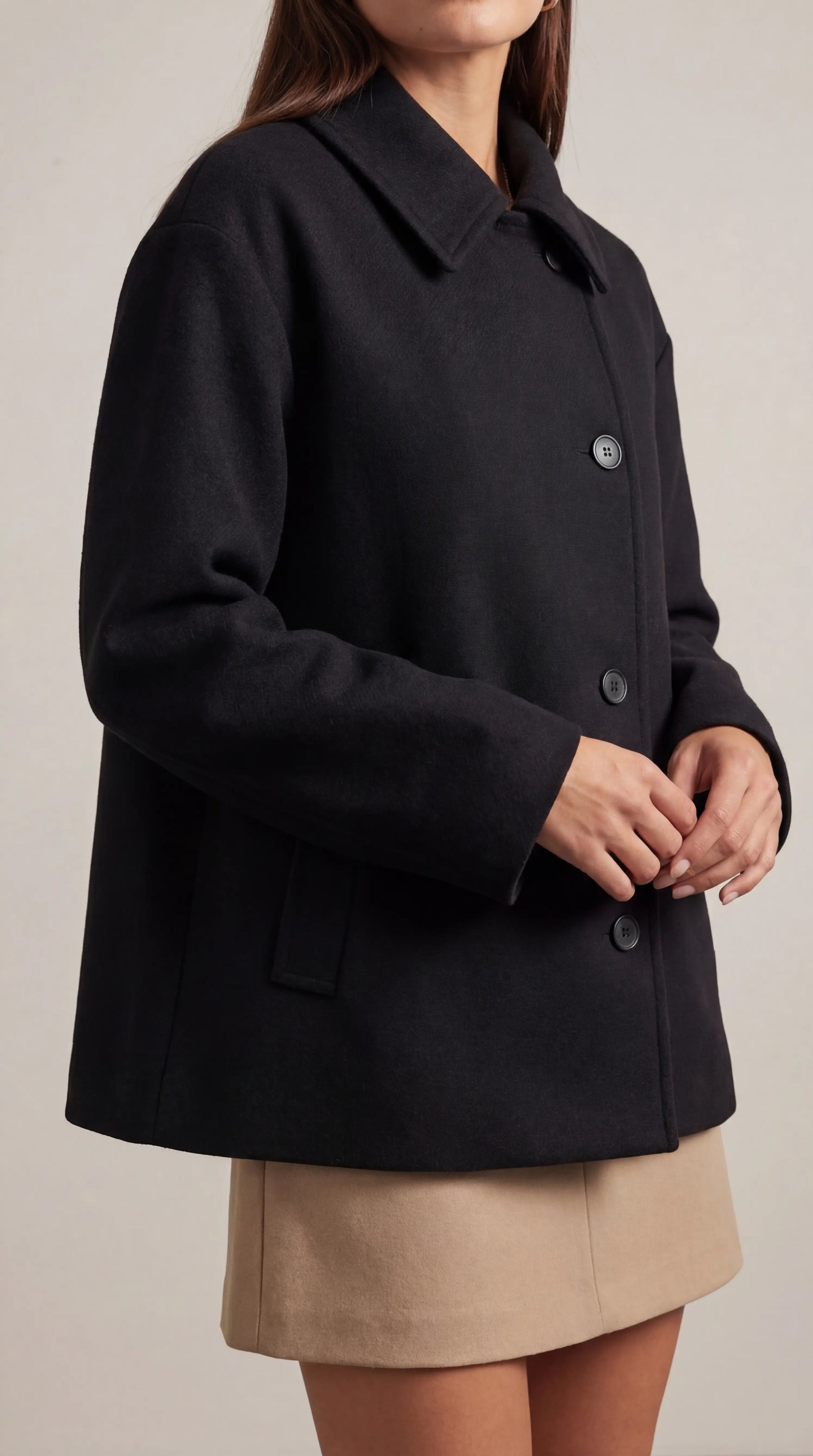 Cappotto Donna Oversize Asimmetrico Bottoni Minimale