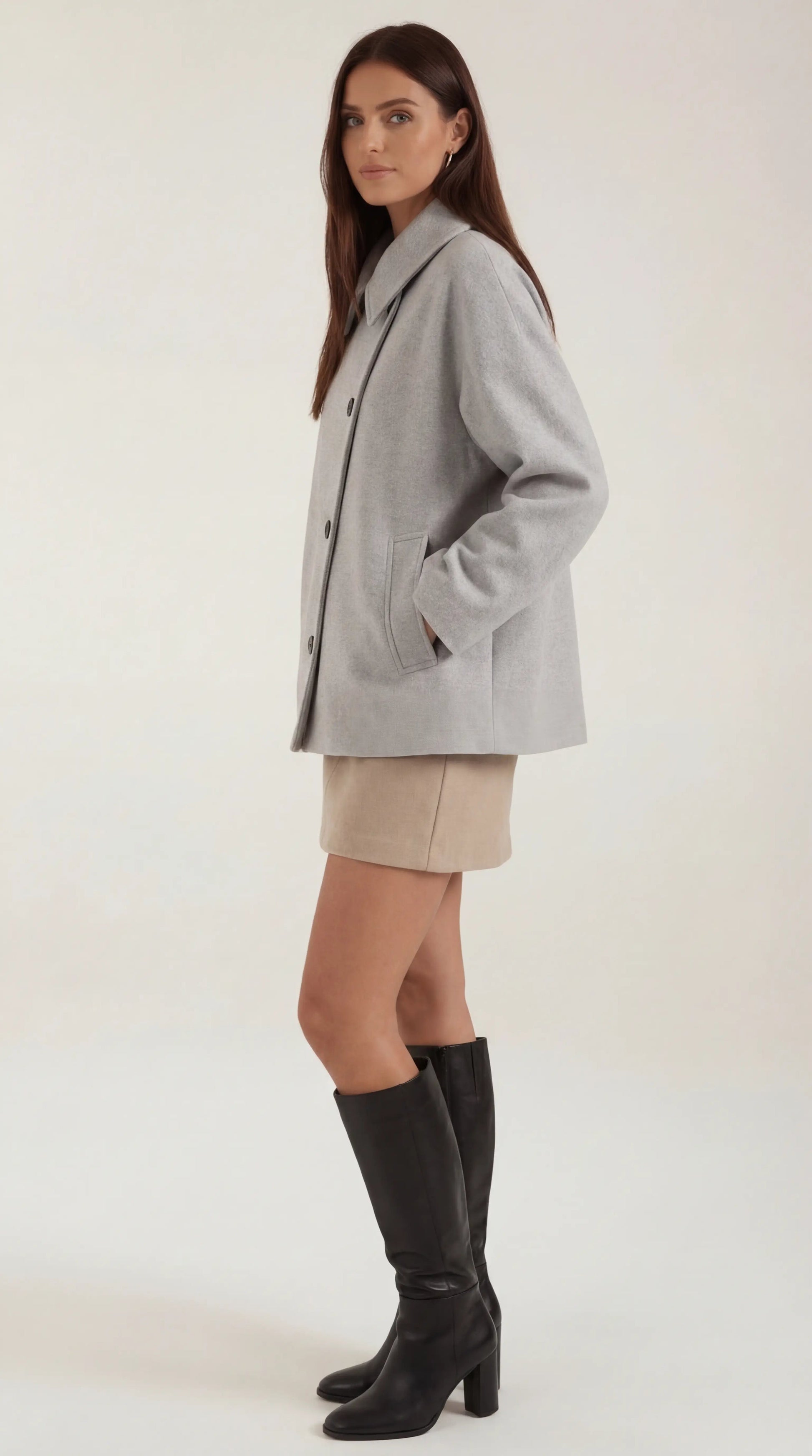 Cappotto Donna Oversize Asimmetrico Bottoni Minimale
