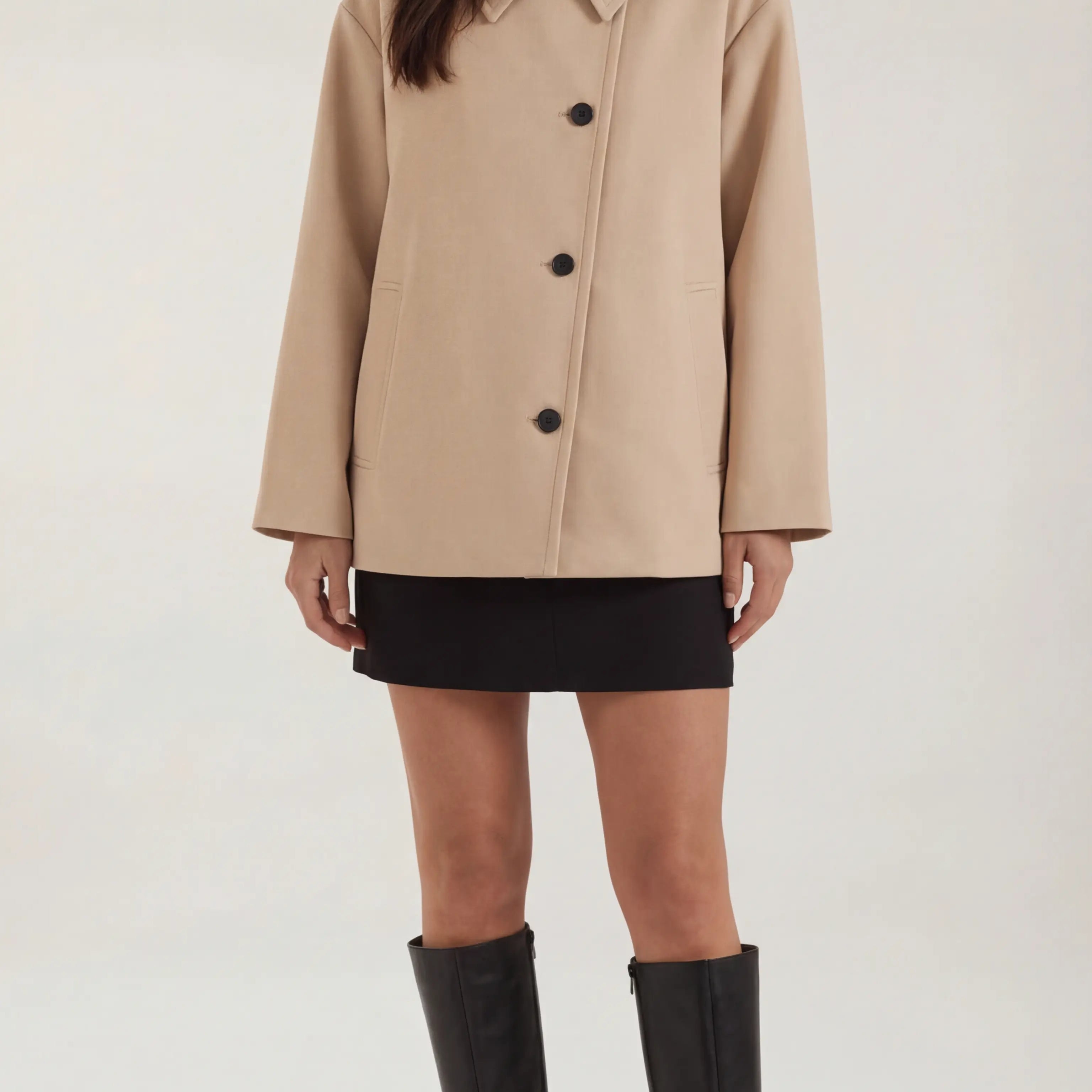 Cappotto Donna Oversize Asimmetrico Bottoni Minimale