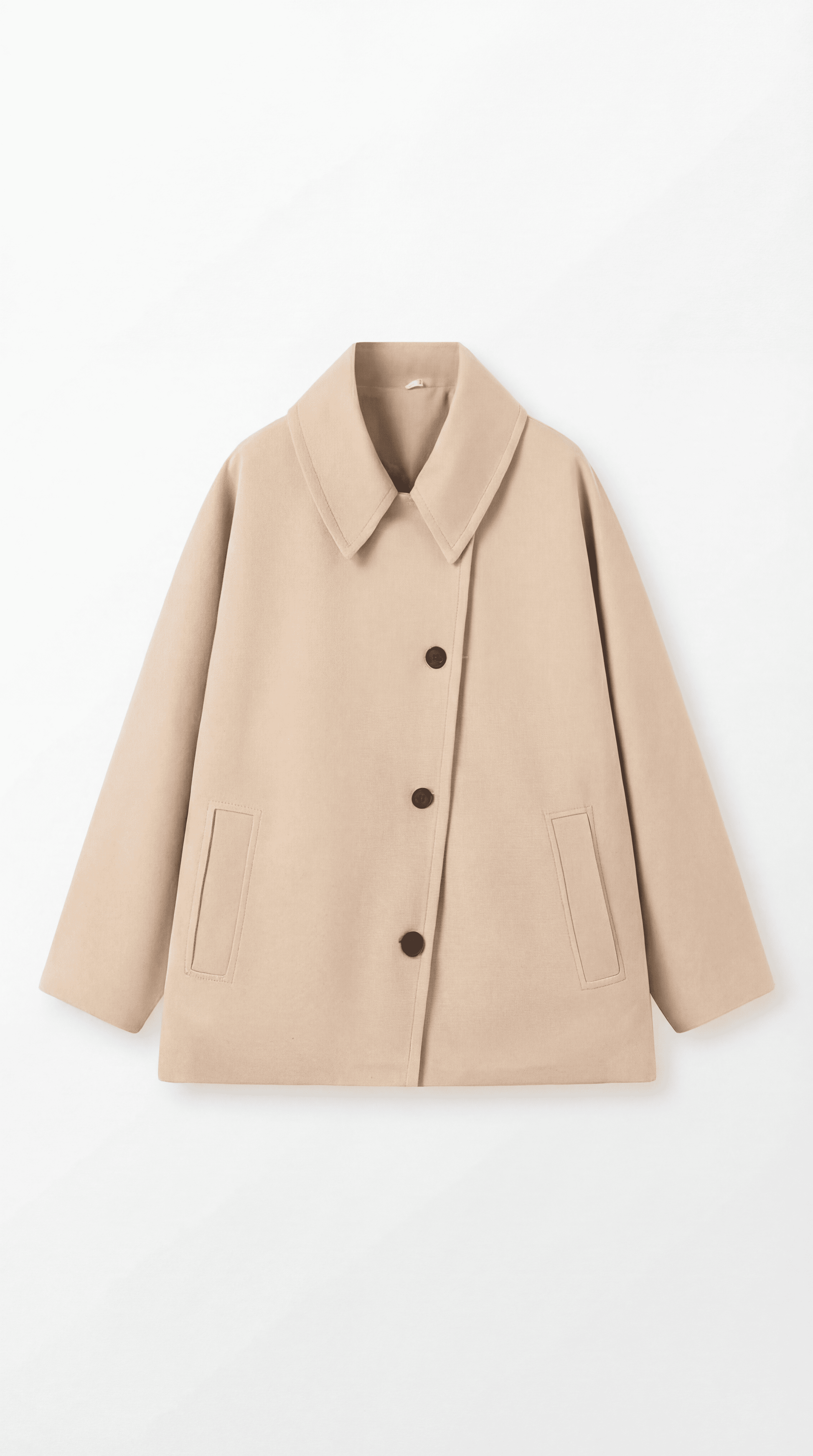 Cappotto Donna Oversize Asimmetrico Bottoni Minimale