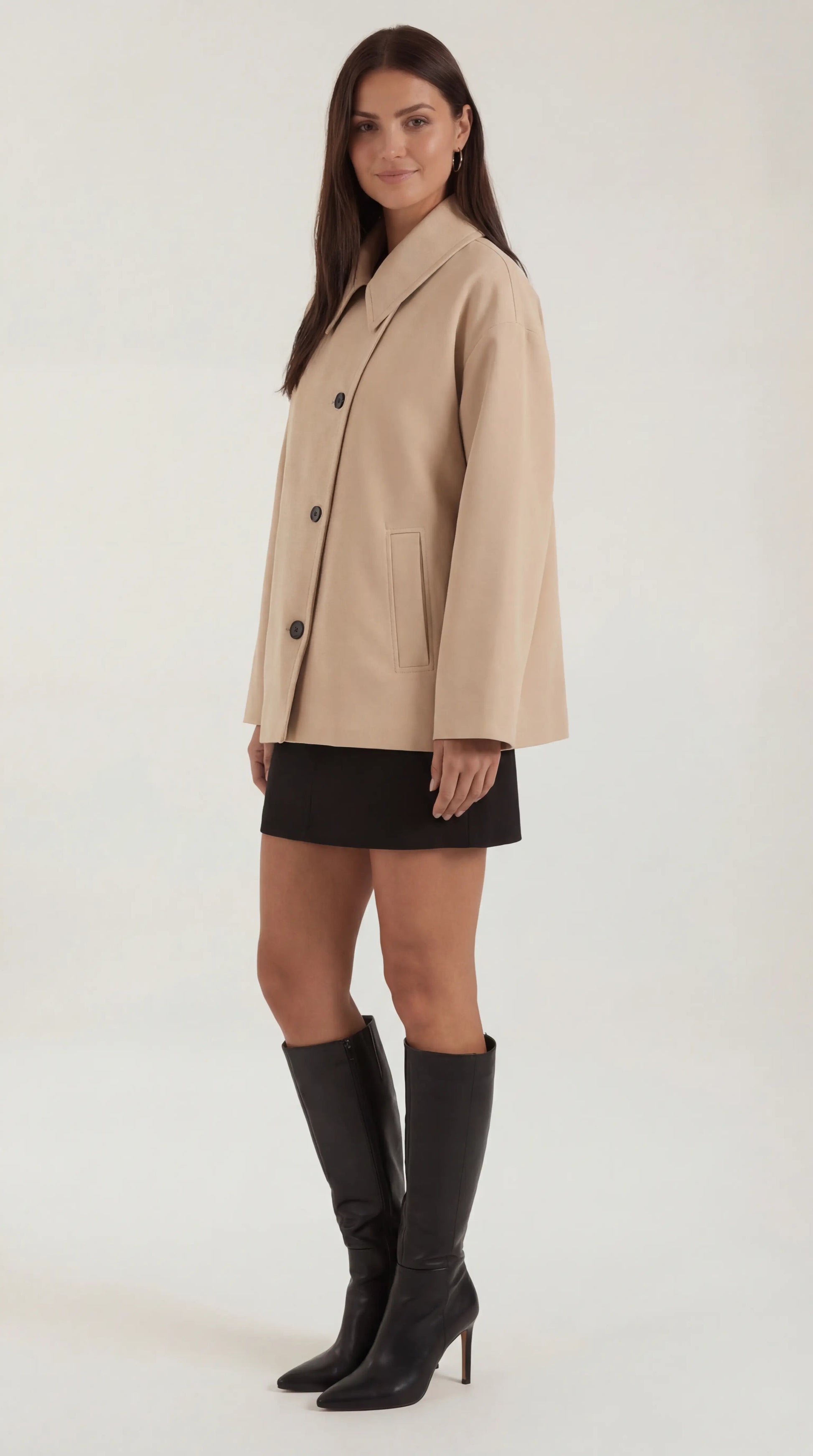 Cappotto Donna Oversize Asimmetrico Bottoni Minimale