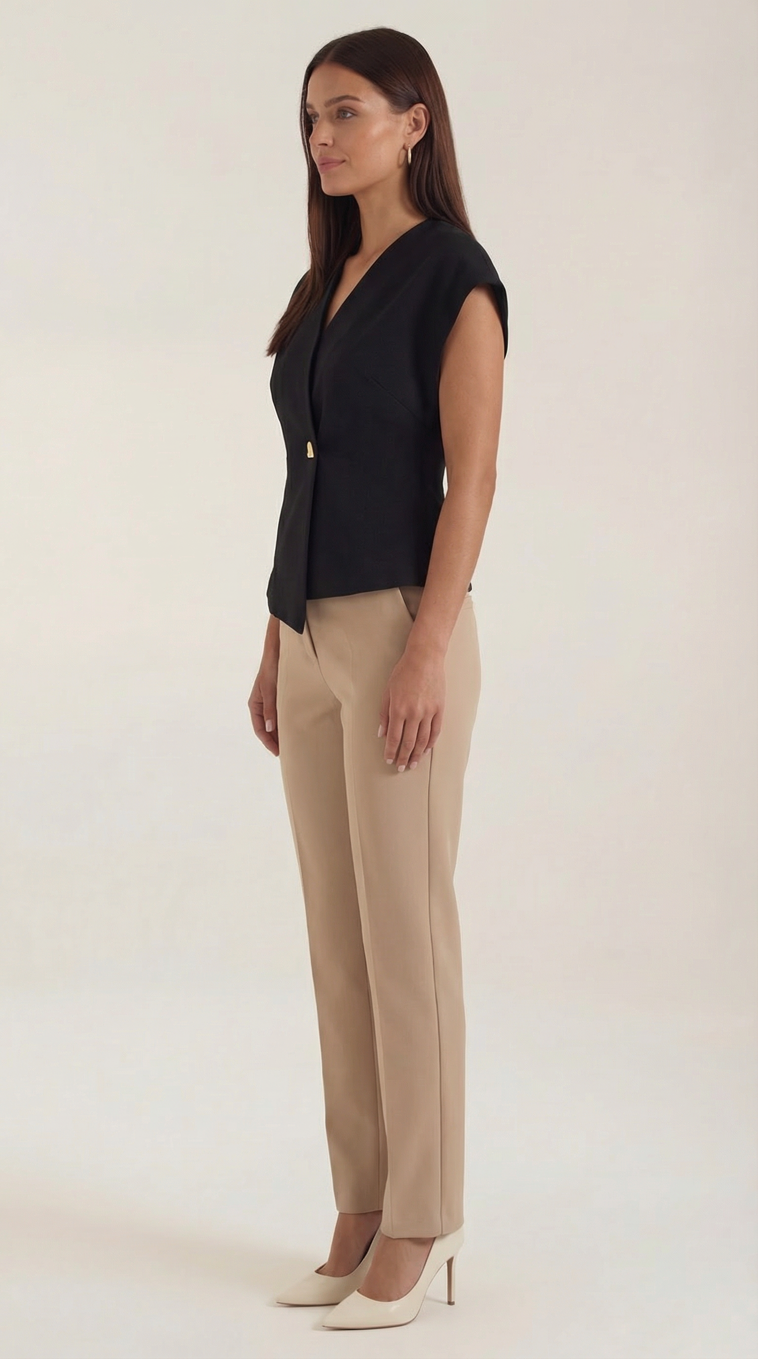 Blusa Donna Scollo a V Tessuto Strutturato Professionale