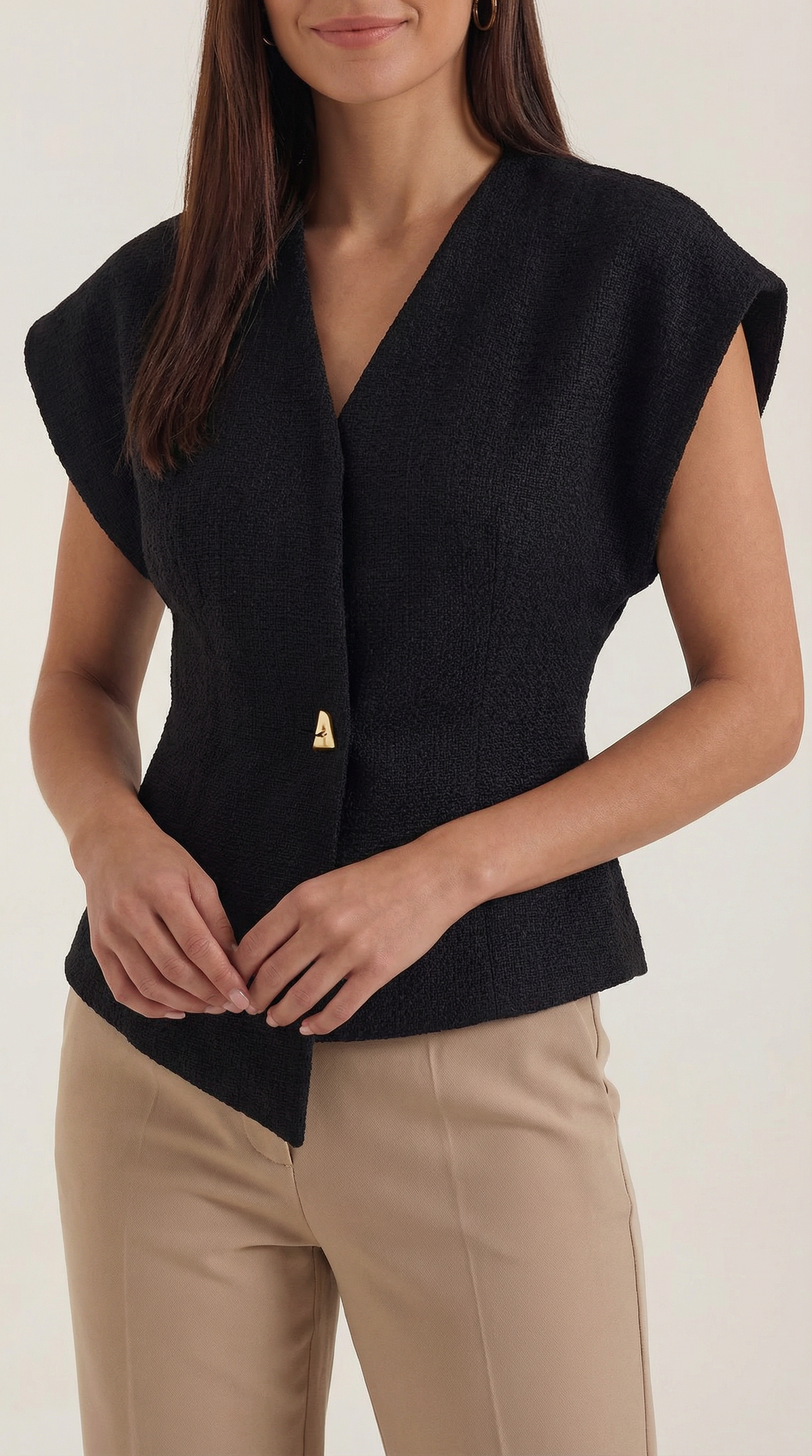Blusa Donna Scollo a V Tessuto Strutturato Professionale