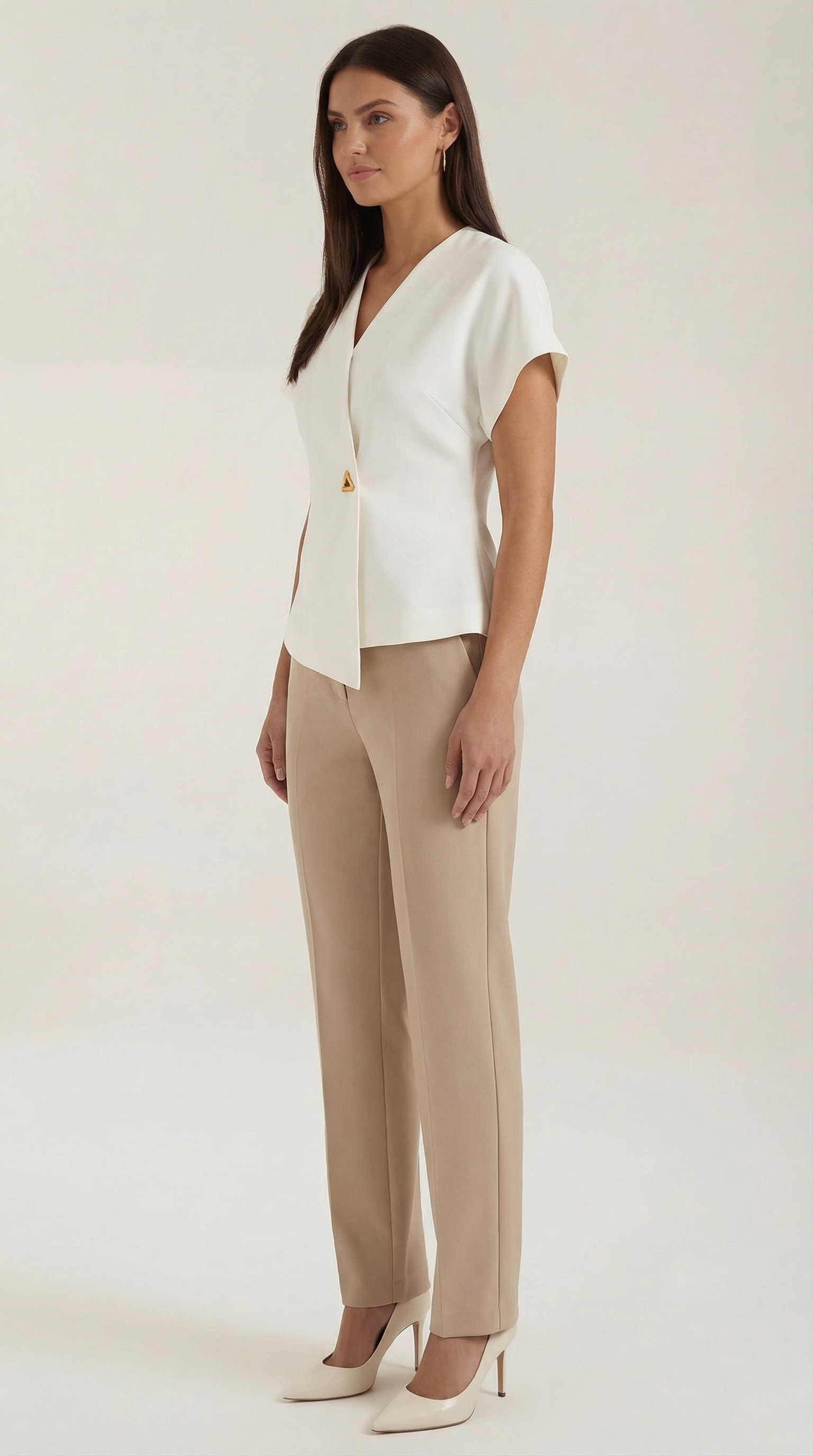 Blusa Donna Scollo a V Tessuto Strutturato Professionale