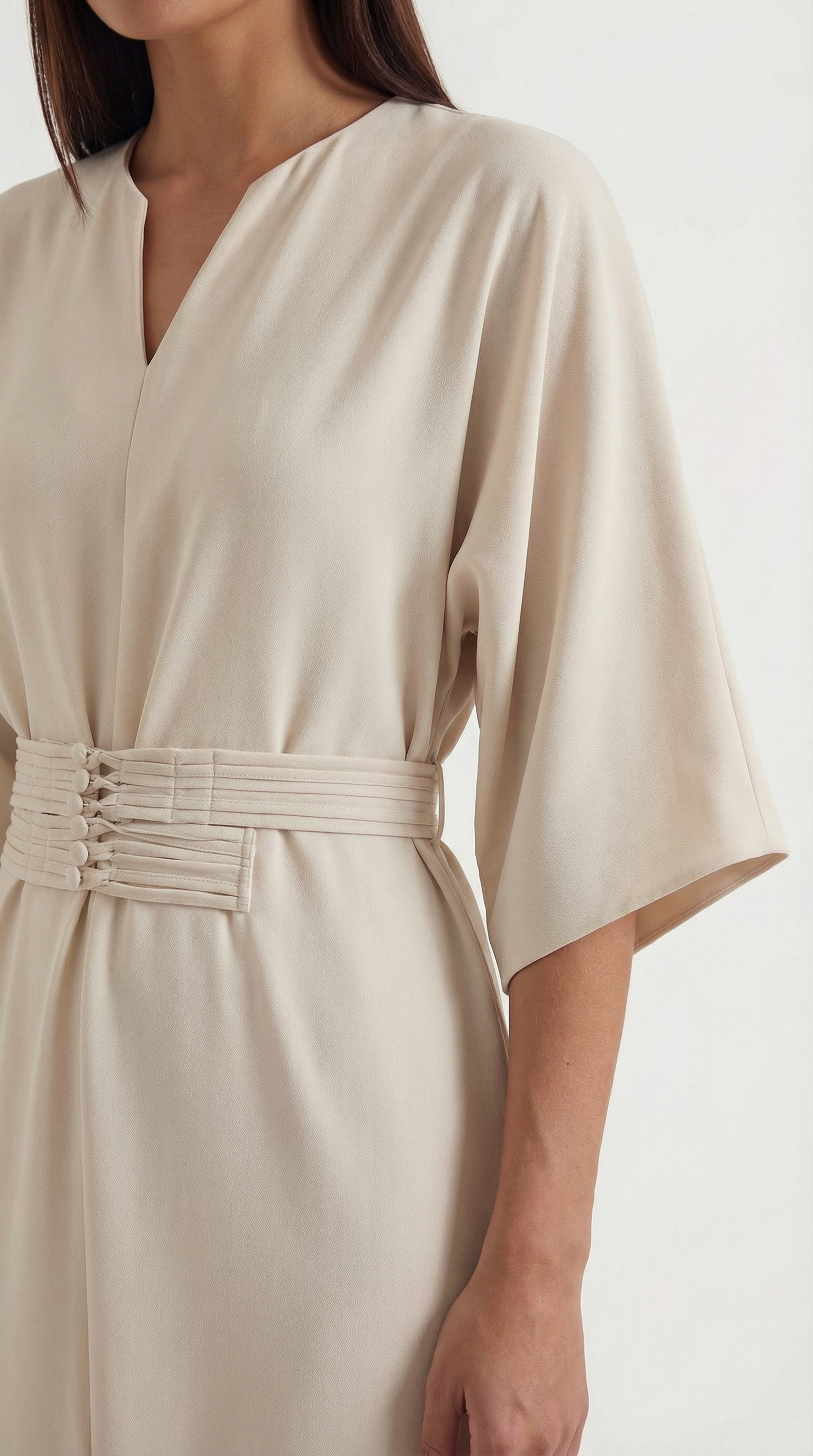 Abito Lungo Donna con Cintura Ruché Silhouette Tunica