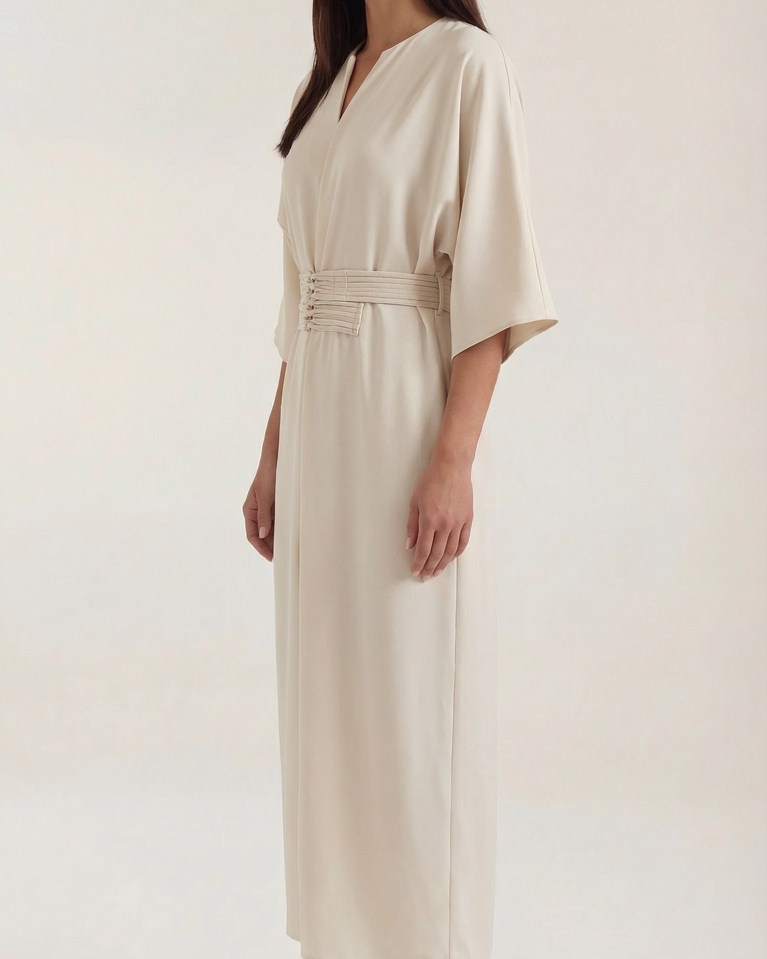 Abito Lungo Donna con Cintura Ruché Silhouette Tunica