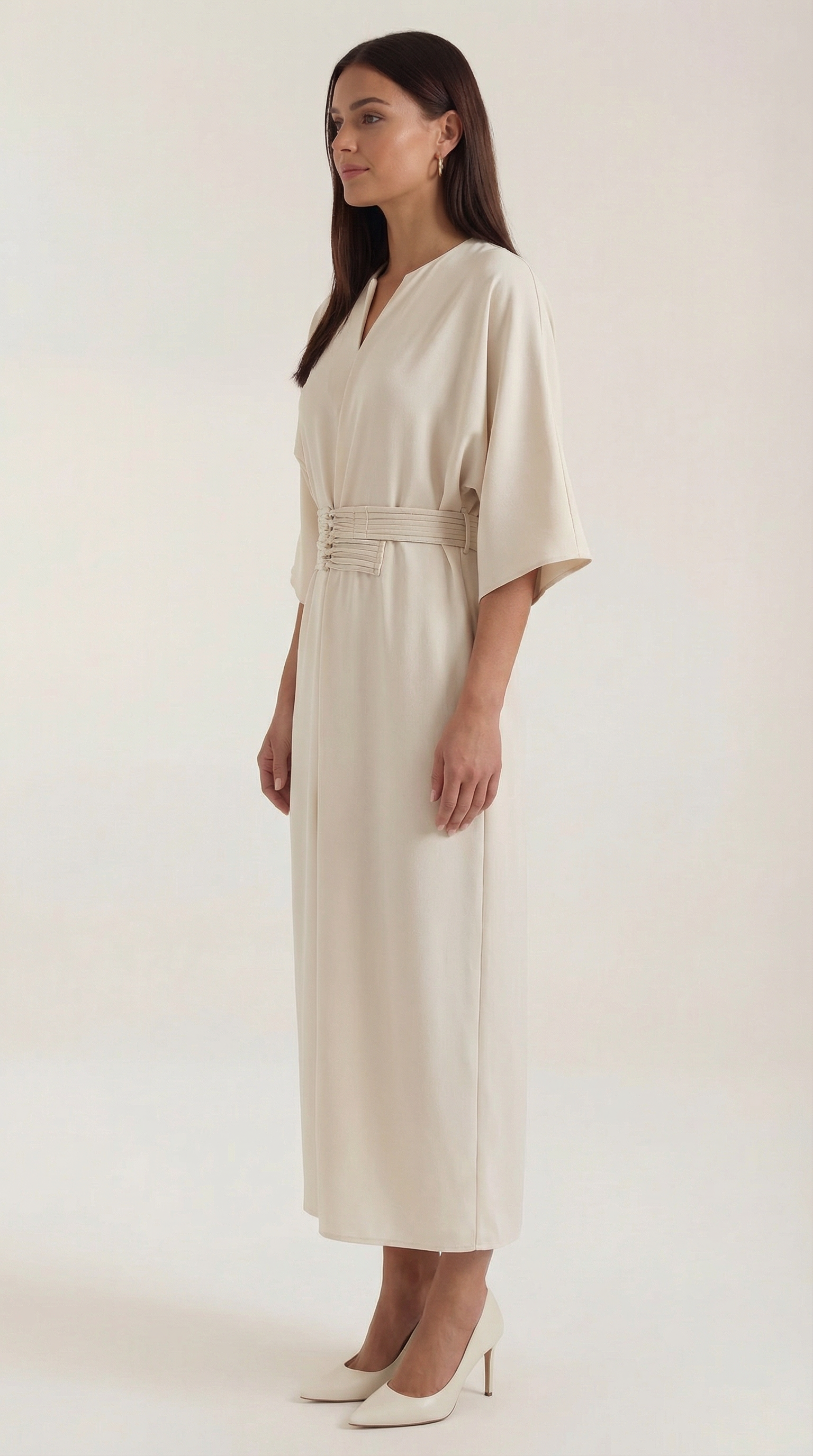Abito Lungo Donna con Cintura Ruché Silhouette Tunica