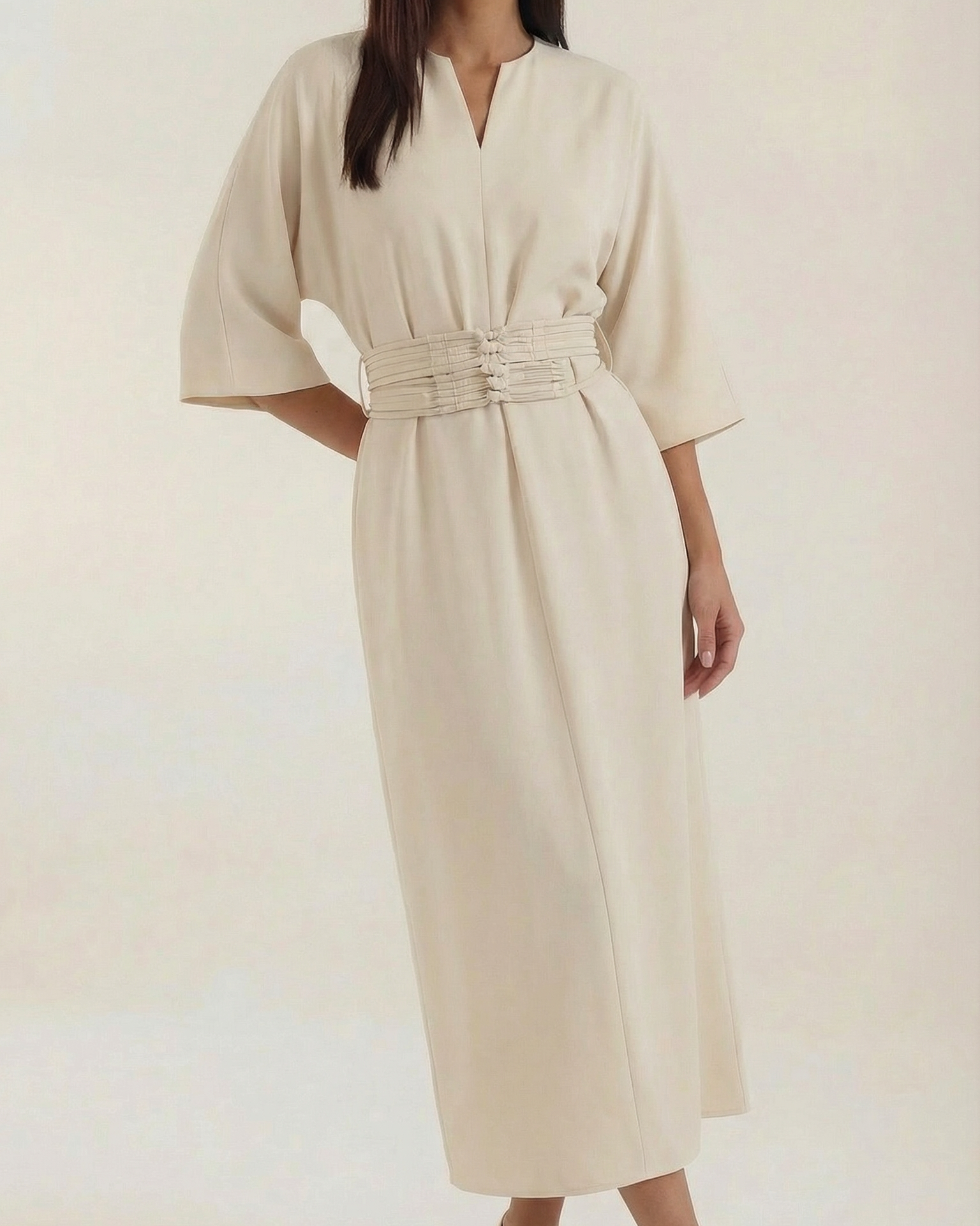 Abito Lungo Donna con Cintura Ruché Silhouette Tunica