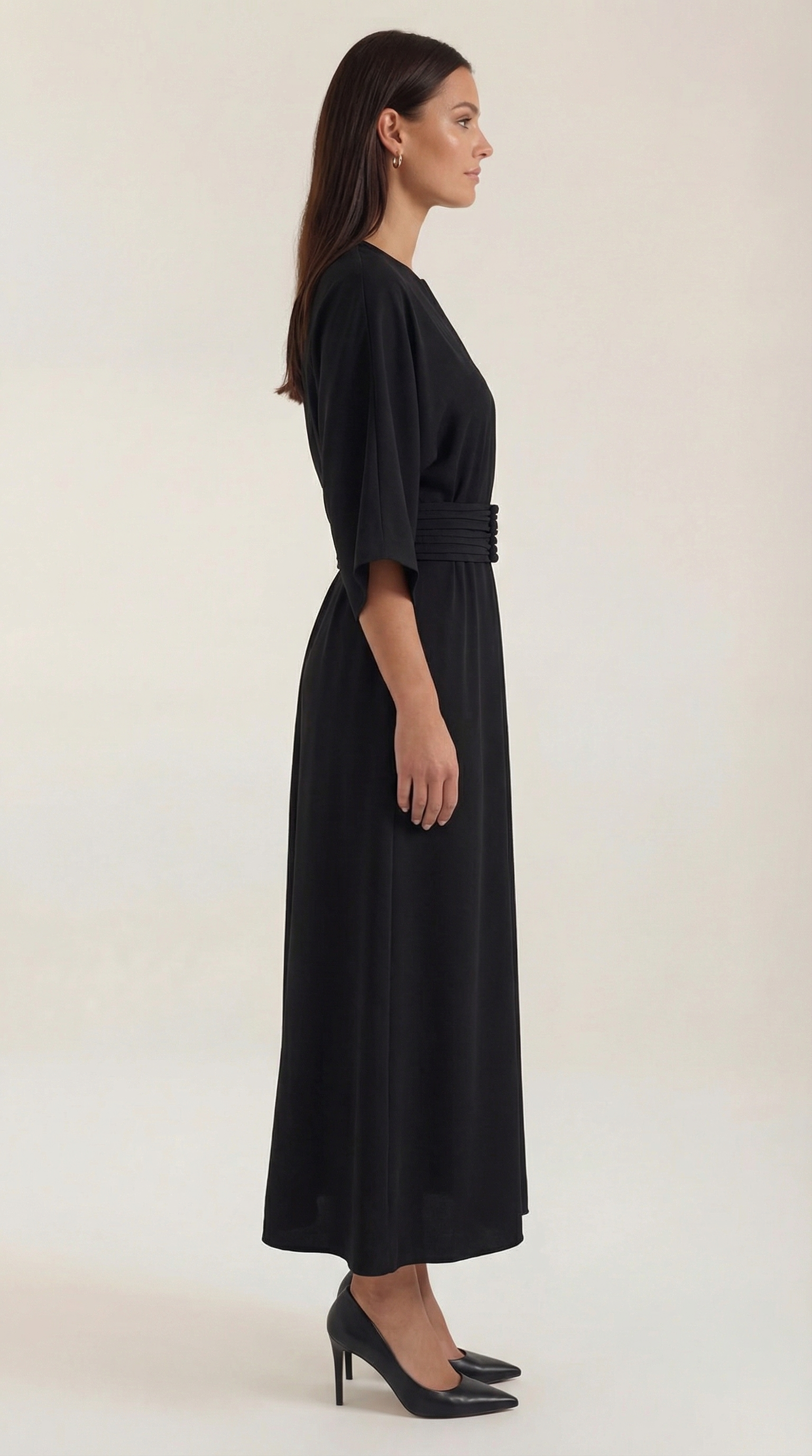 Abito Lungo Donna con Cintura Ruché Silhouette Tunica