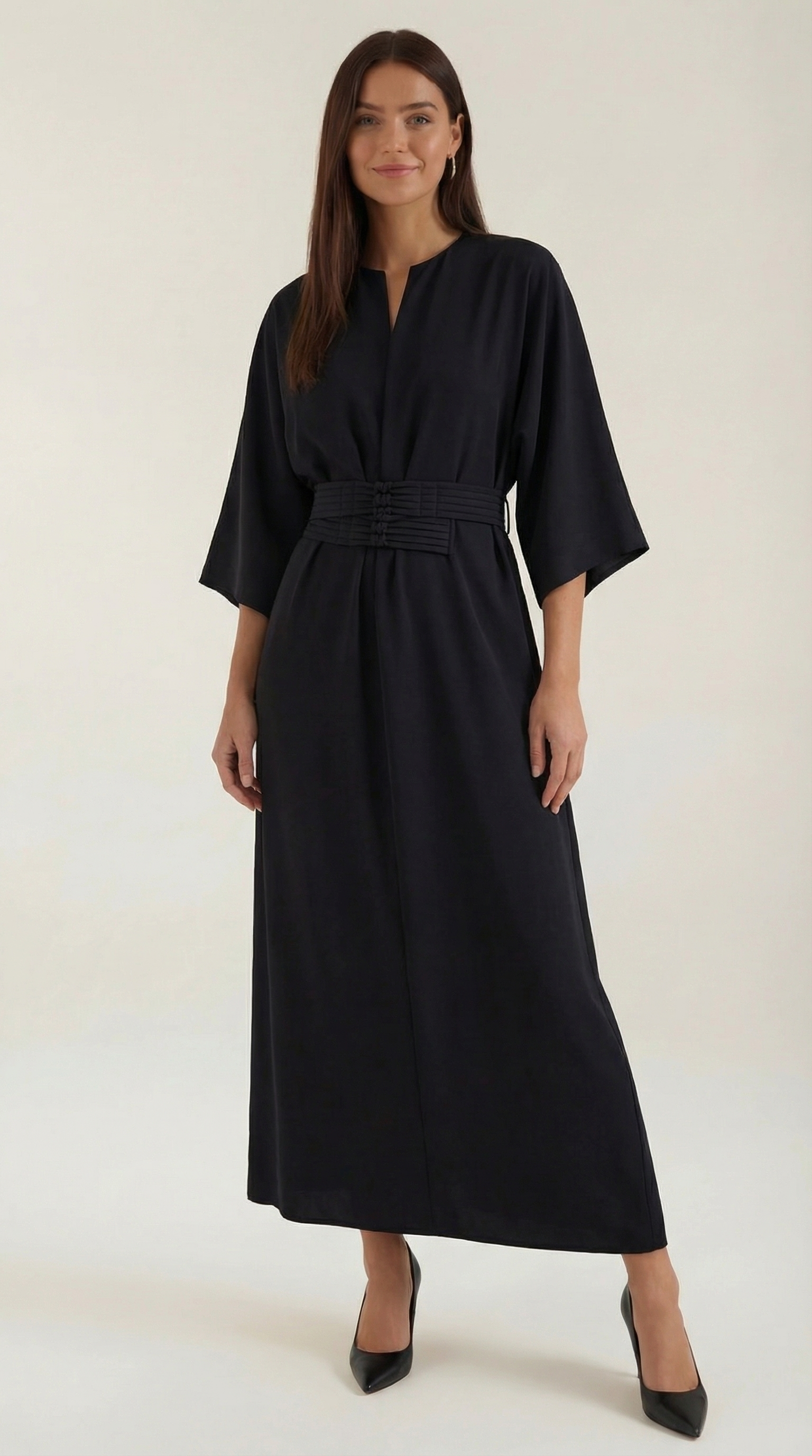 Abito Lungo Donna con Cintura Ruché Silhouette Tunica