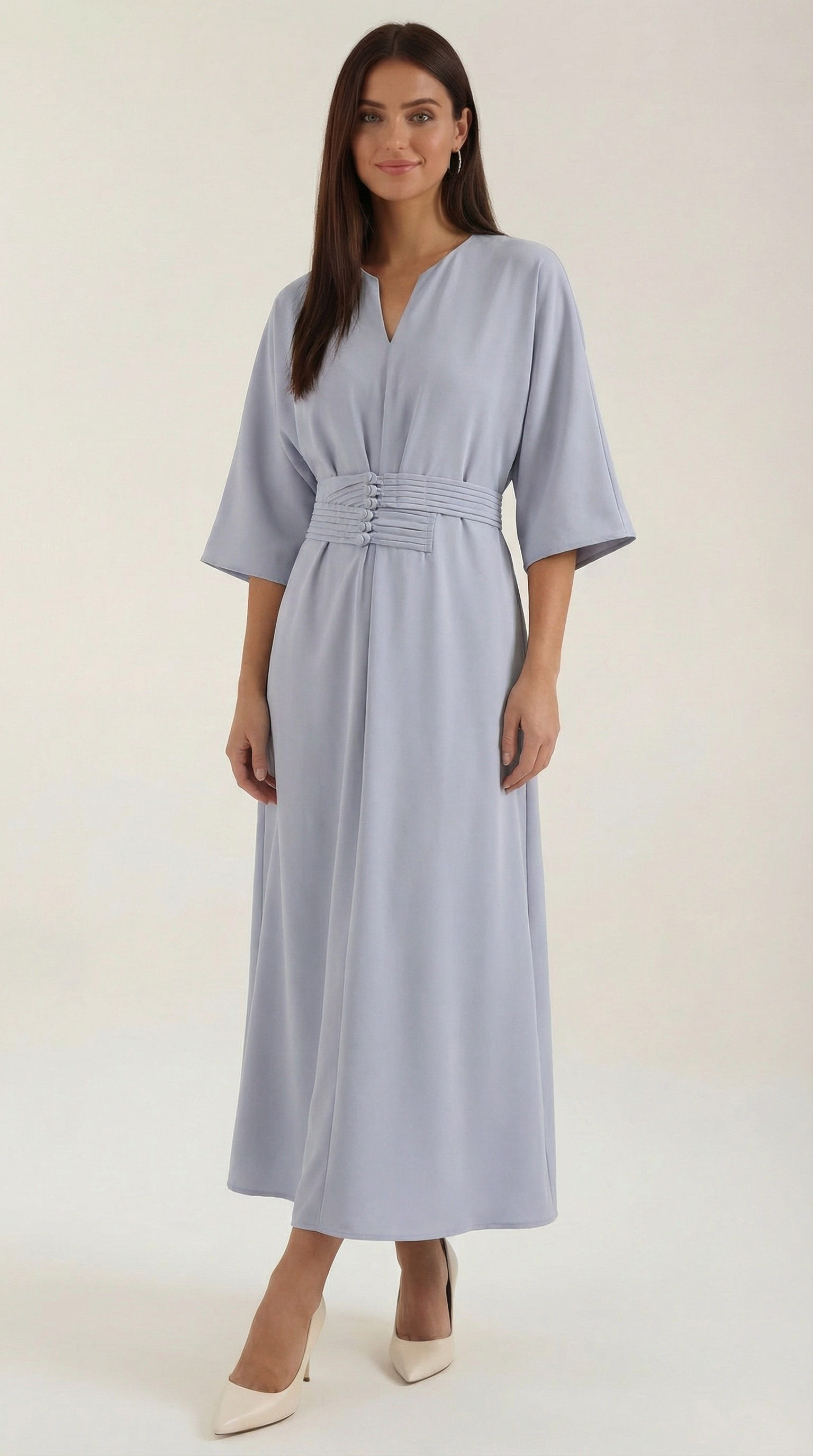 Abito Lungo Donna con Cintura Ruché Silhouette Tunica