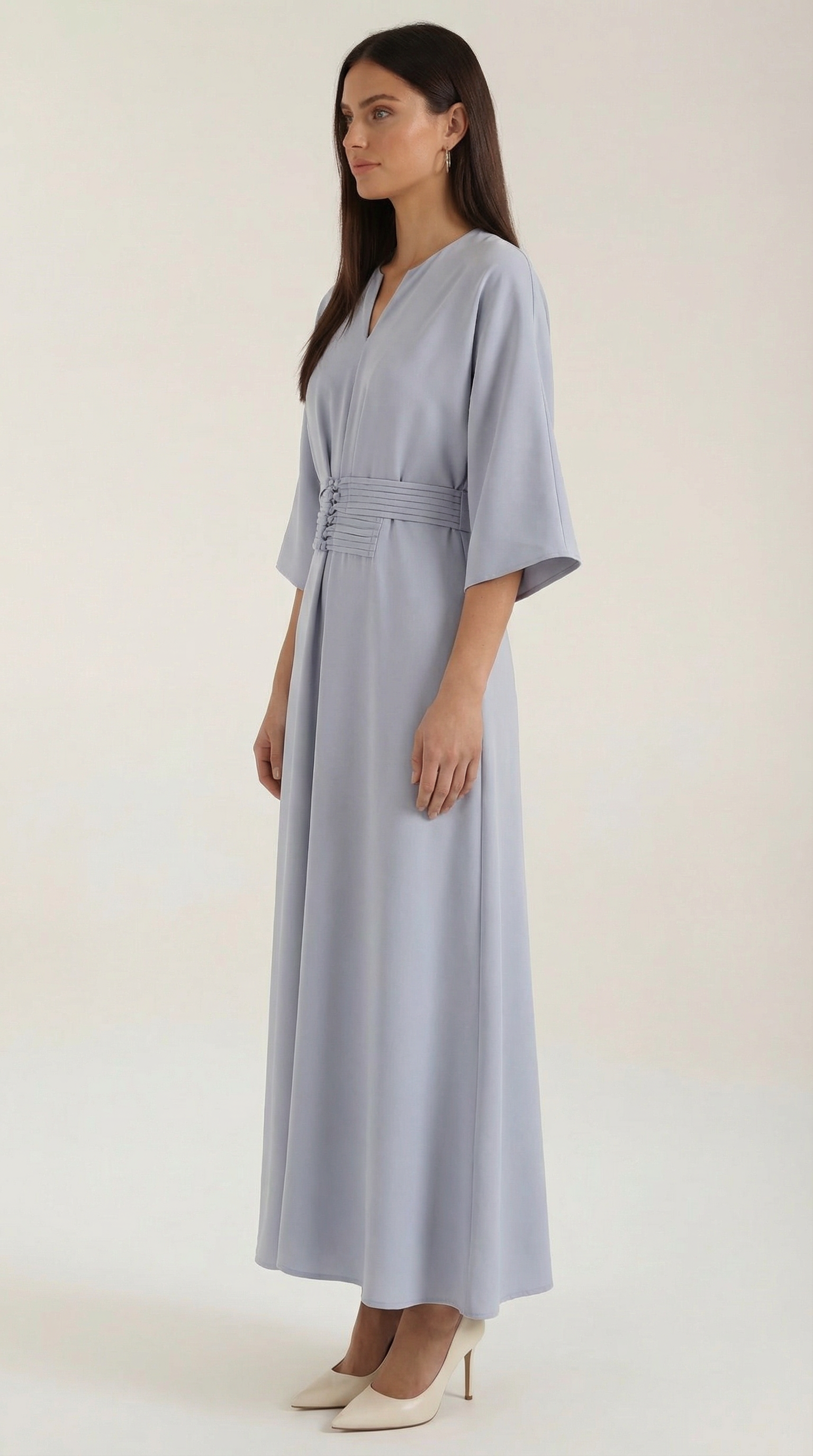 Abito Lungo Donna con Cintura Ruché Silhouette Tunica