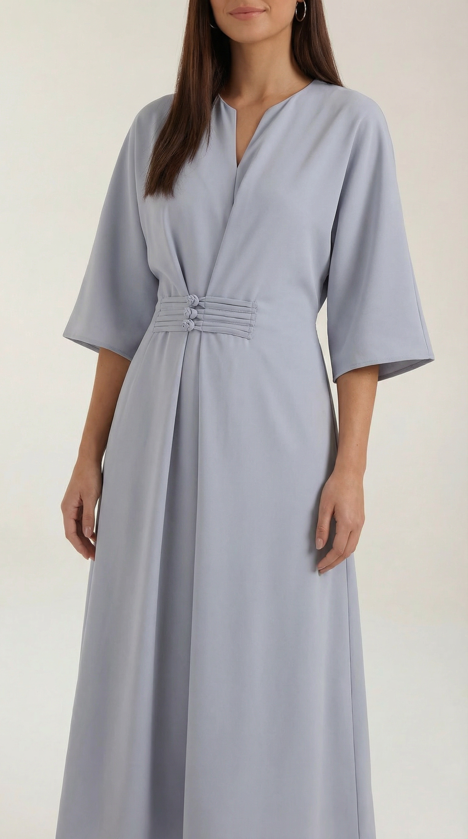 Abito Lungo Donna con Cintura Ruché Silhouette Tunica