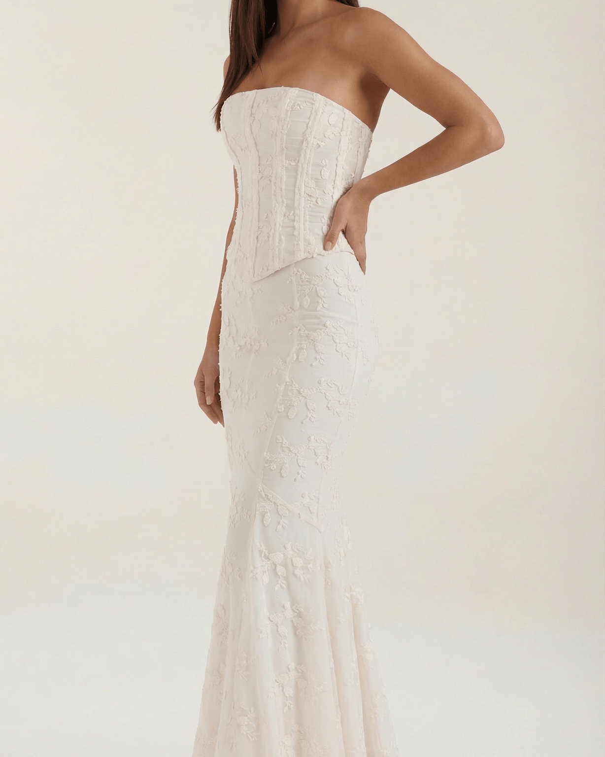 Aurazio Abito Lungo con Corsetto Pizzo per Donna