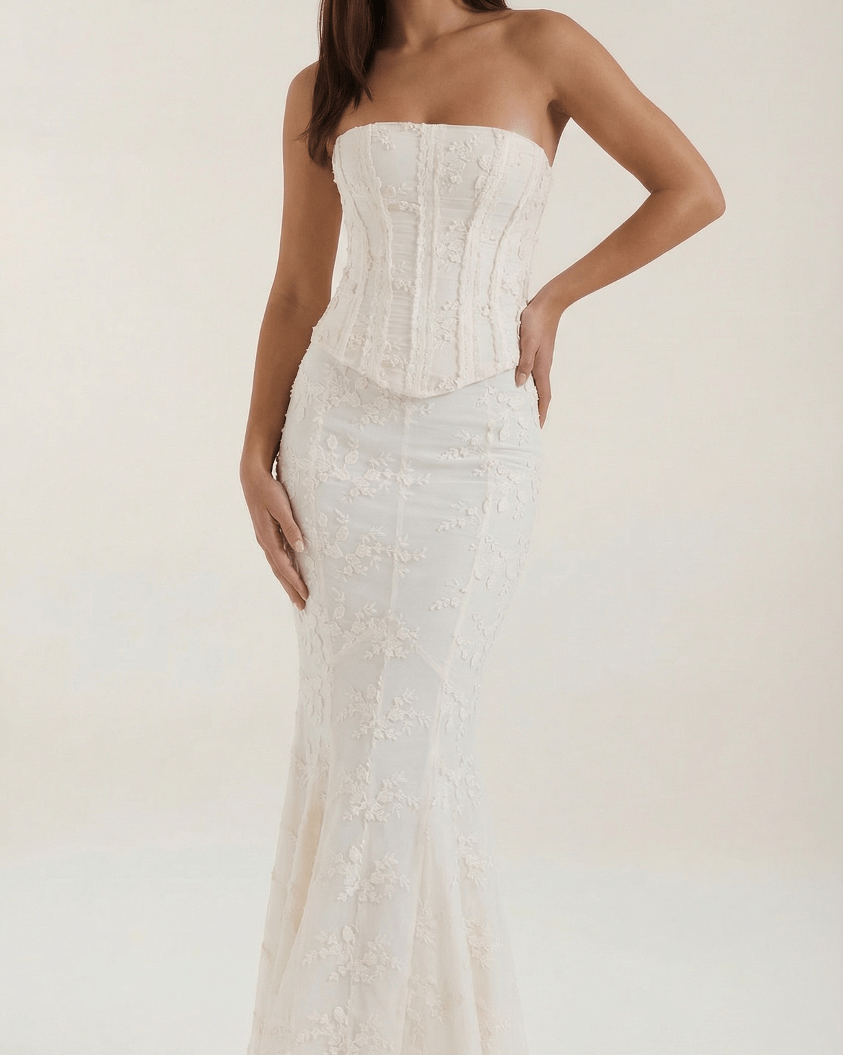 Aurazio Abito Lungo con Corsetto Pizzo per Donna