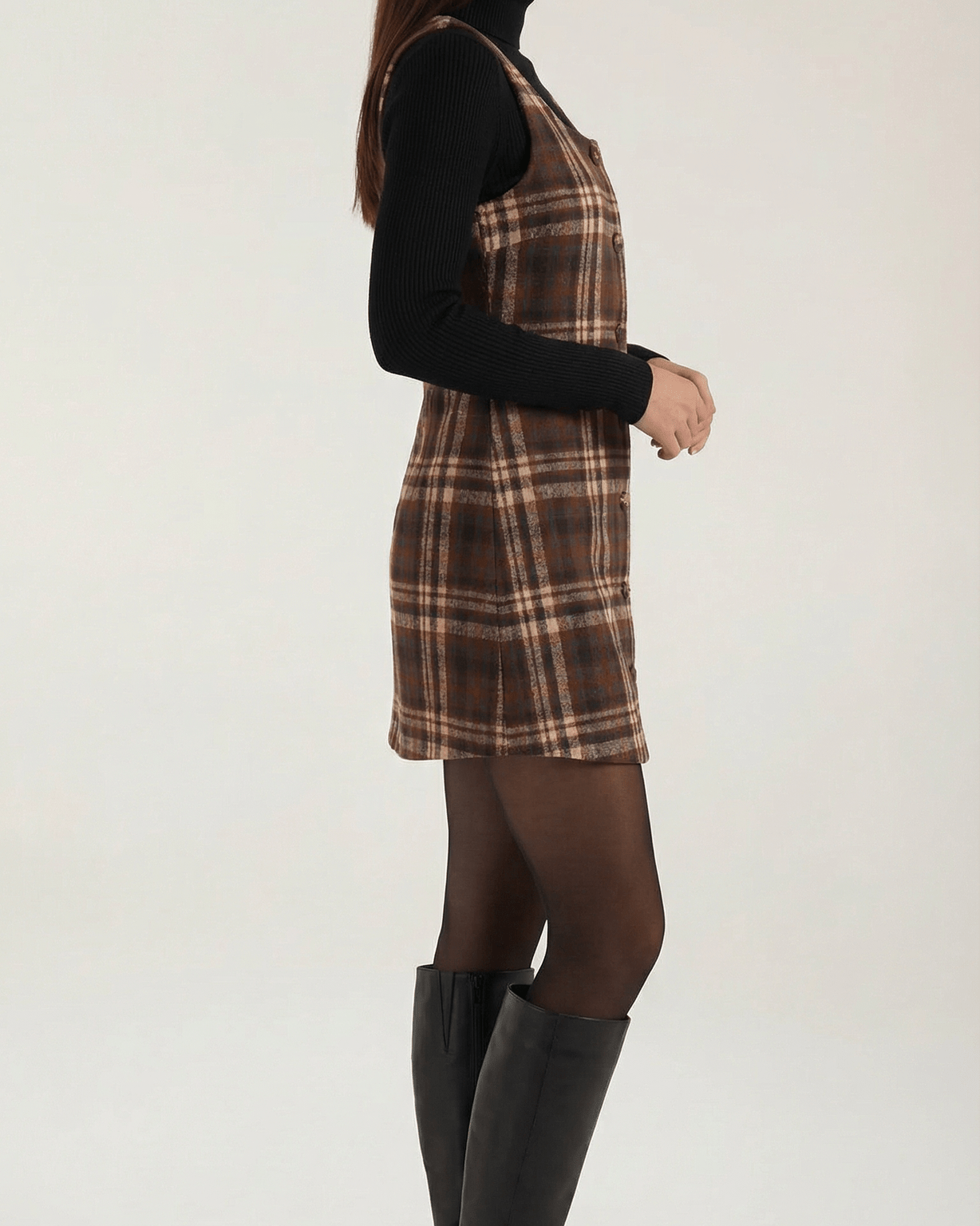 Aurazio Abito Corto Svasato a Quadri da Donna